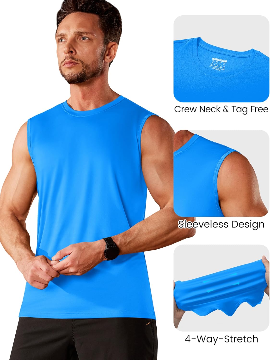 MAGCOMSEN Men's Sleeveless Shirts Quick Dry Tank Tops UPF 50+ Gym Muscle Workout Summer Beach Swim Shirt - Image 6