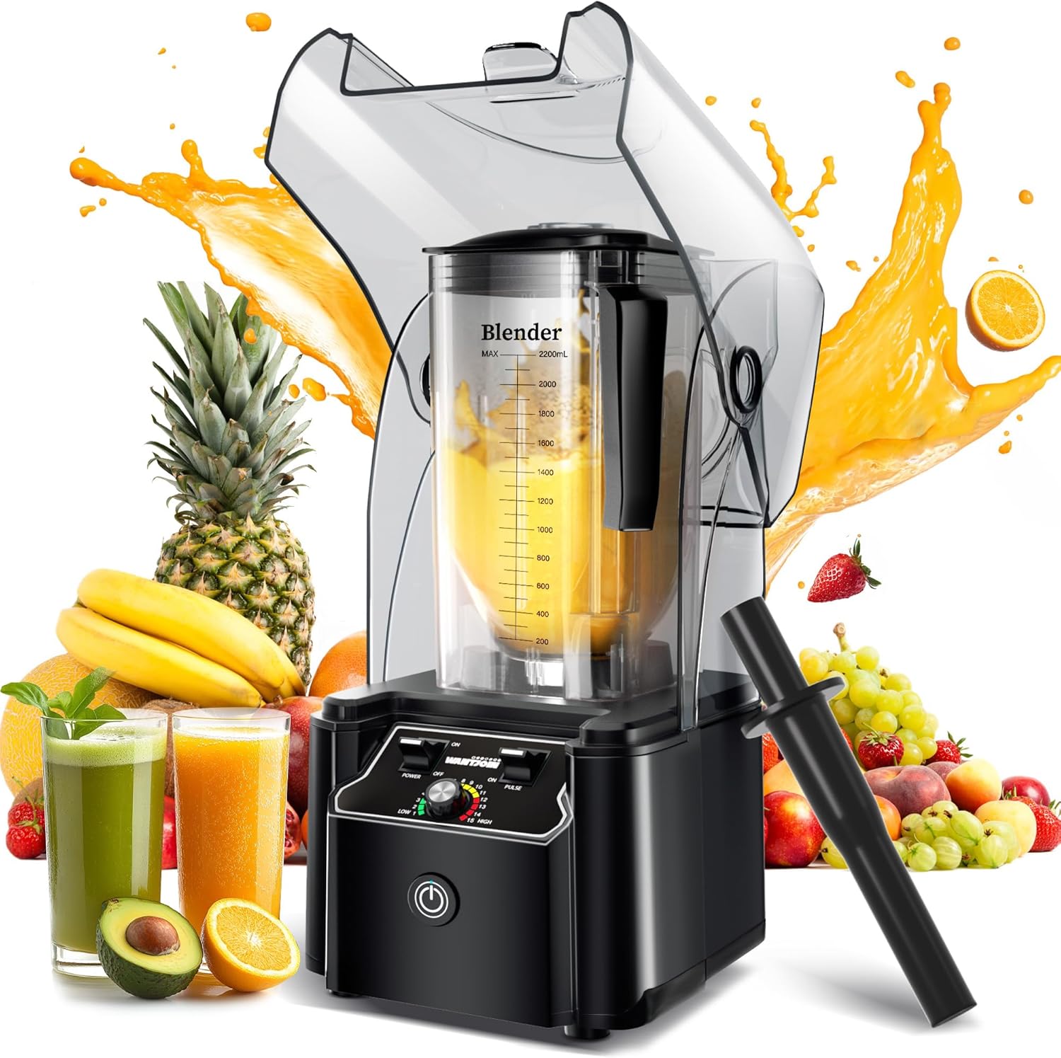 WantJoin Professional Commercial Blender With Shield Quiet Sound Enclosure 2200W Industries Strong