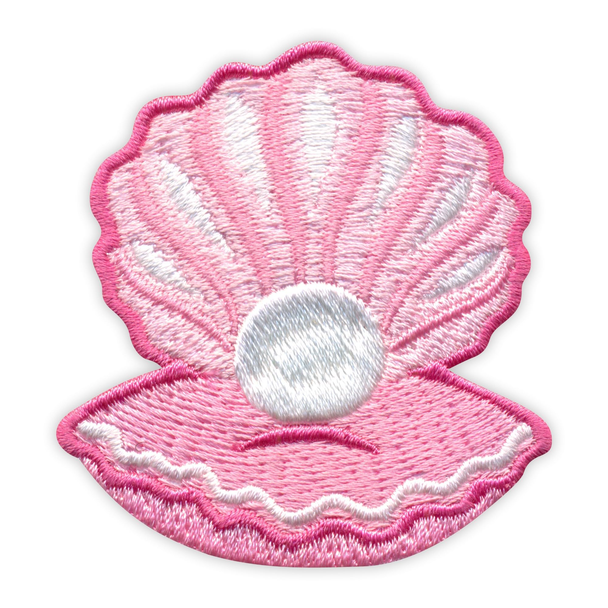 Zestaw czterech - Patchion Różowa muszla z PERŁĄ - Czarny rzep - Haftowana naszywka/odznaka/emblemat