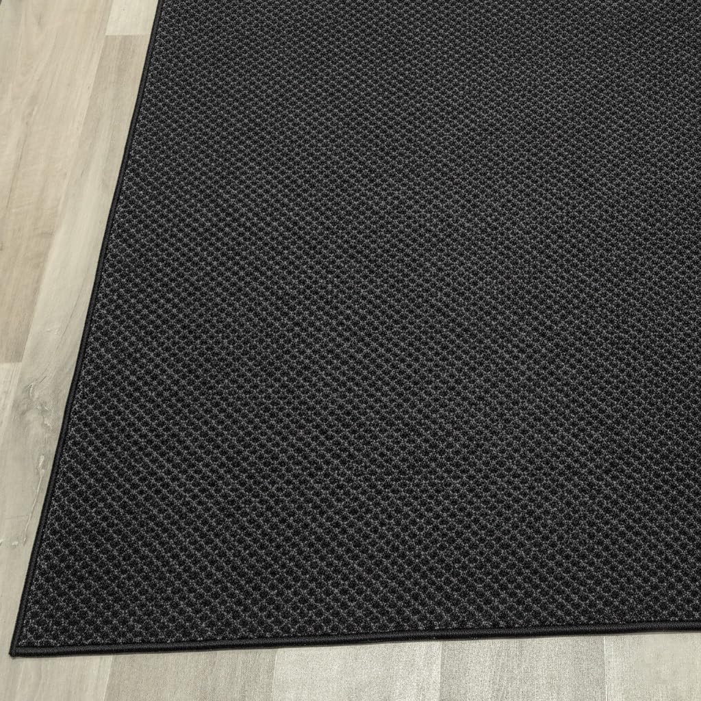 Alfombra Veleta Negra de bucles Grandes – Robusta y Elegante para Cualquier Estancia – 9 tamaños y 5 Fondos Disponibles – 13 mm Grosor – Base Fieltro – Uso doméstico y Comercial- 100x150 cm-f. Negro