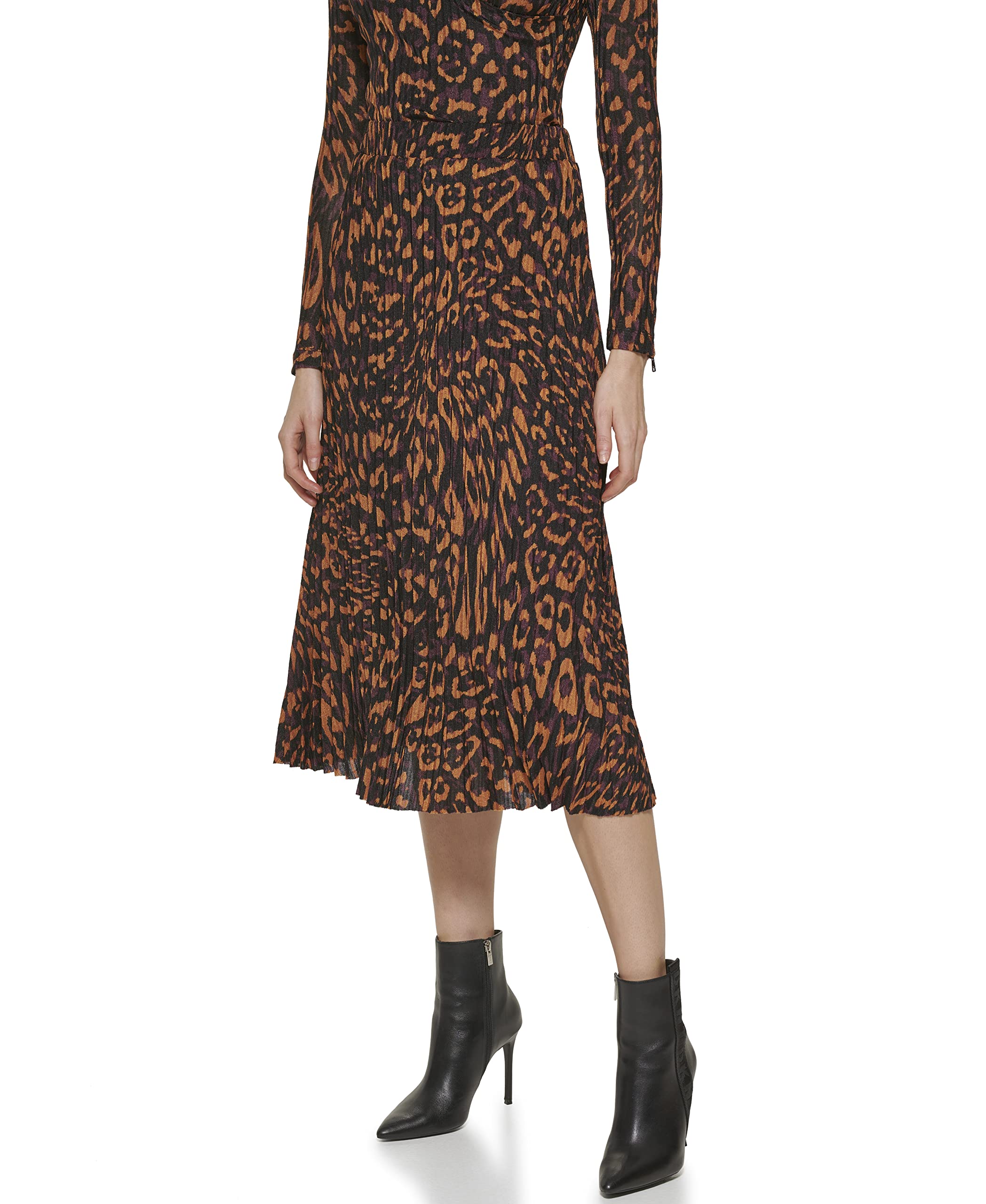 DKNY Gonna A Tubino Plissettata con Stampa Animalier Gonna Donna