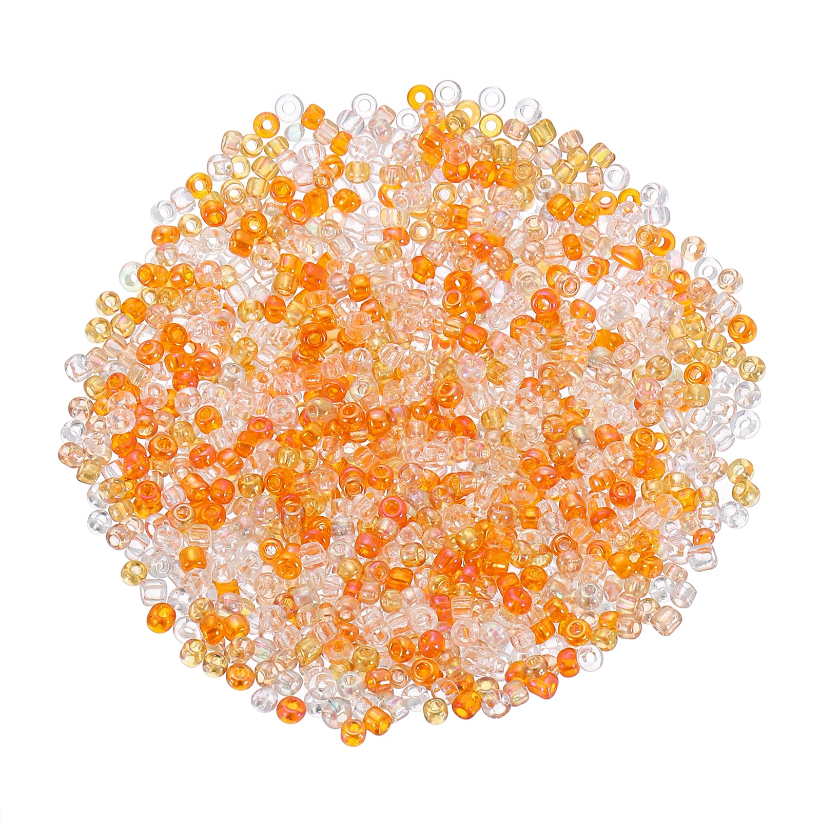 sourcing map 1600Pcs Glass Seed Beads, 1.5mm Loose Mini Beads Mixed Orange