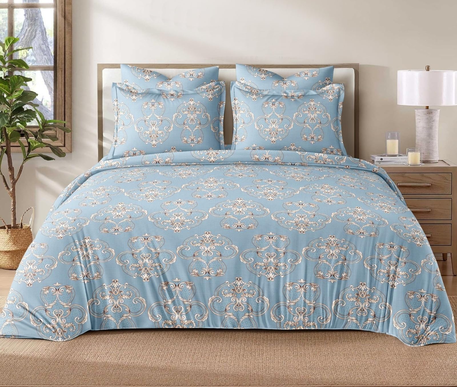 Cotton 300 TC Modern King Size AC Comforter All Season || Blanket || Duvet for Double Bed with 1 Flat Bedsheet and 2 King Pillow Covers - (4 Piece Comforter Set) B4-image-23