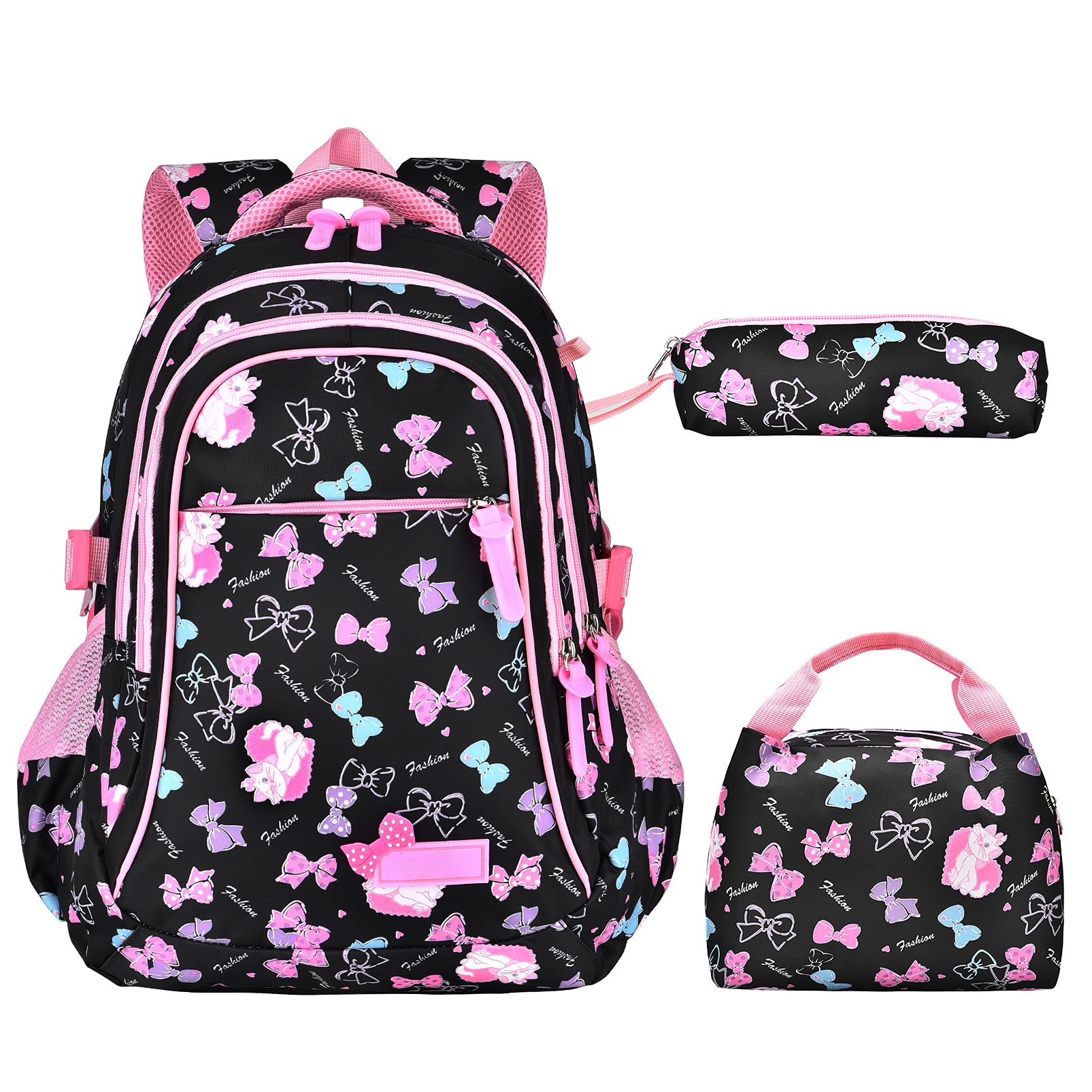 Mochilas Escolares Niña Mochila Primaria - 3 IN 1 Mochilas Colegio Sets Salpicaduras Girls Backpack con Bolsa del Almuerzo y Estuche de Lápices para Infantil Juveniles