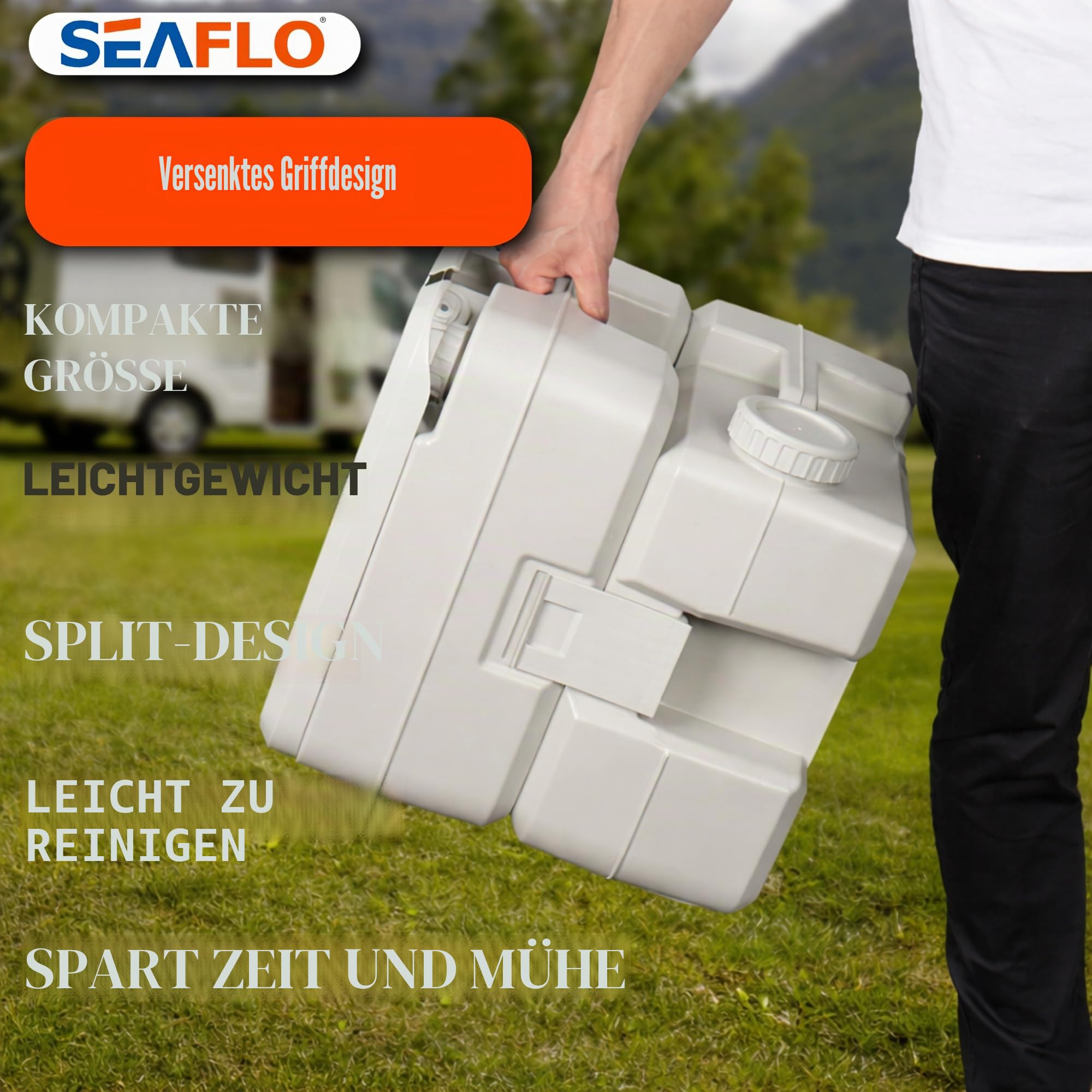 Seaflo multifunktionale, tragbare Toilette mit einem Fassungsvermögen von ca. 24 l, große Kapazität für Camping, Wohnmobil, Boote und mehr