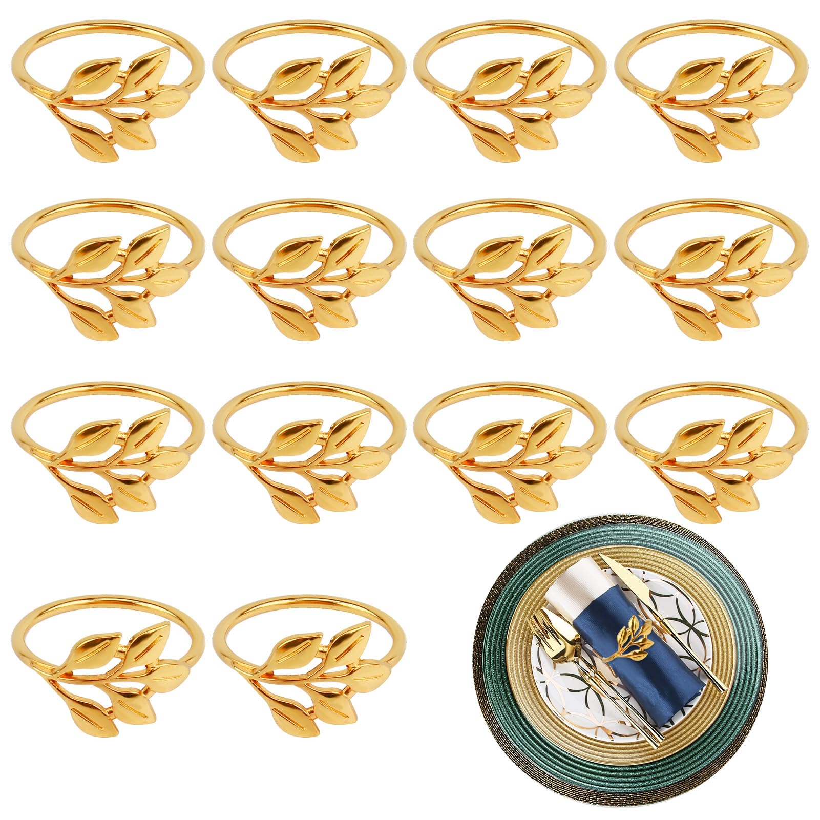 lot de 14 ronds de serviette dorés