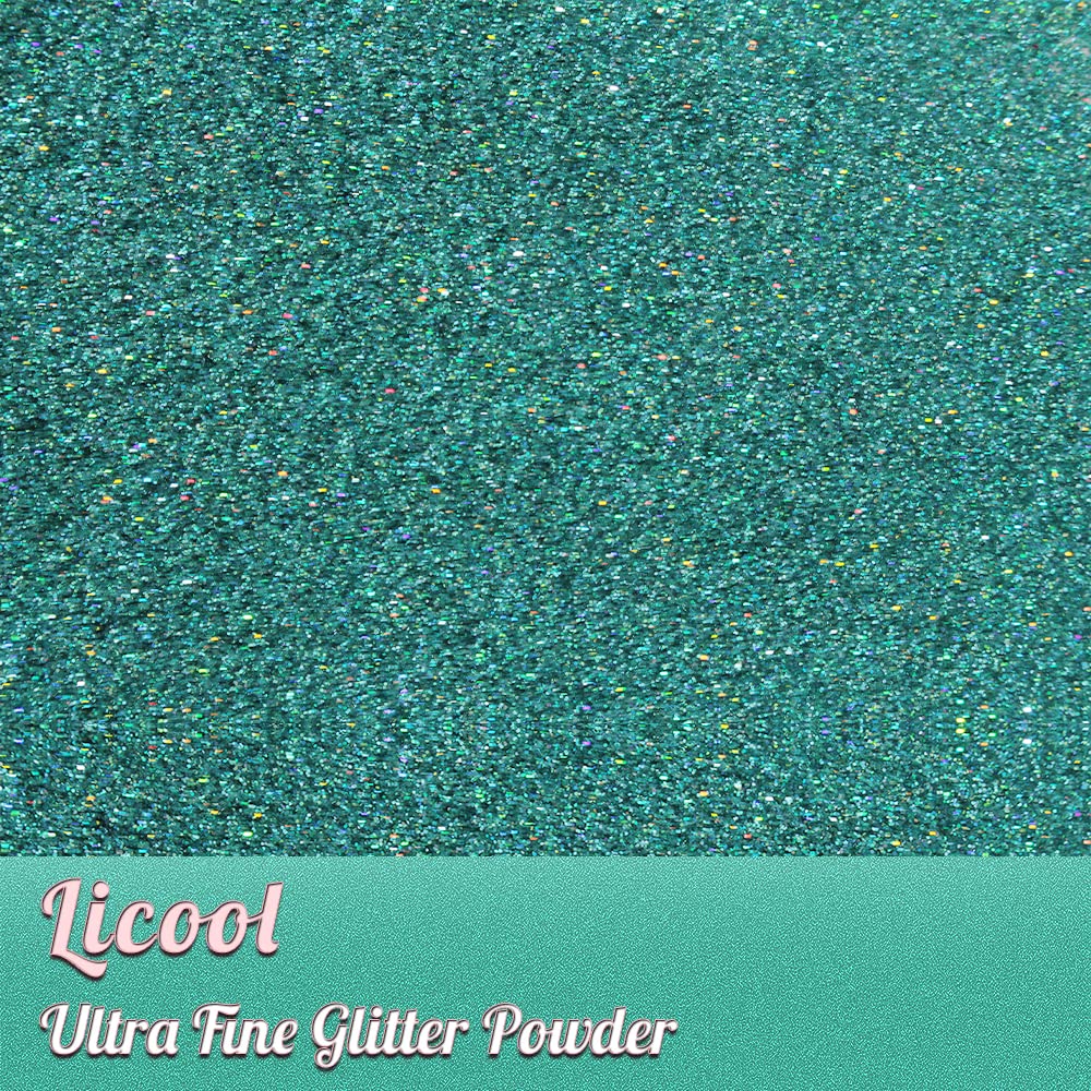 LICOOL GLITTER Feiner holografischer Glitzer, 100 g, handgefertigt, für Epoxidharz, schillernde Pailletten, loser Glanz für Gesicht, Körper, Haare, Augen, Make-up, Kosmetik, für Nägel, Dekoration