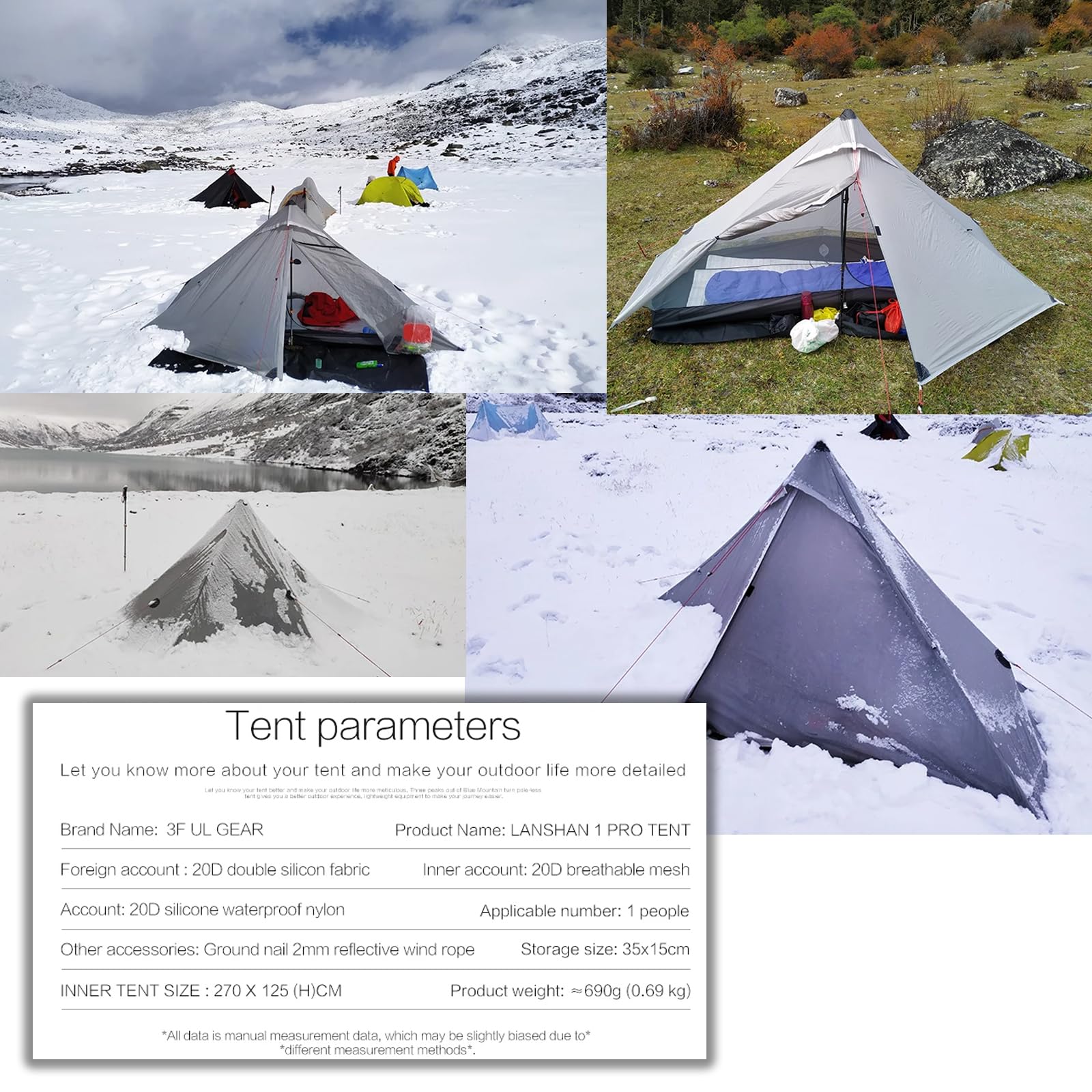 3F Lanshan1 Ultralichte tent 3/4 seizoenen draagbare backpacktent voor