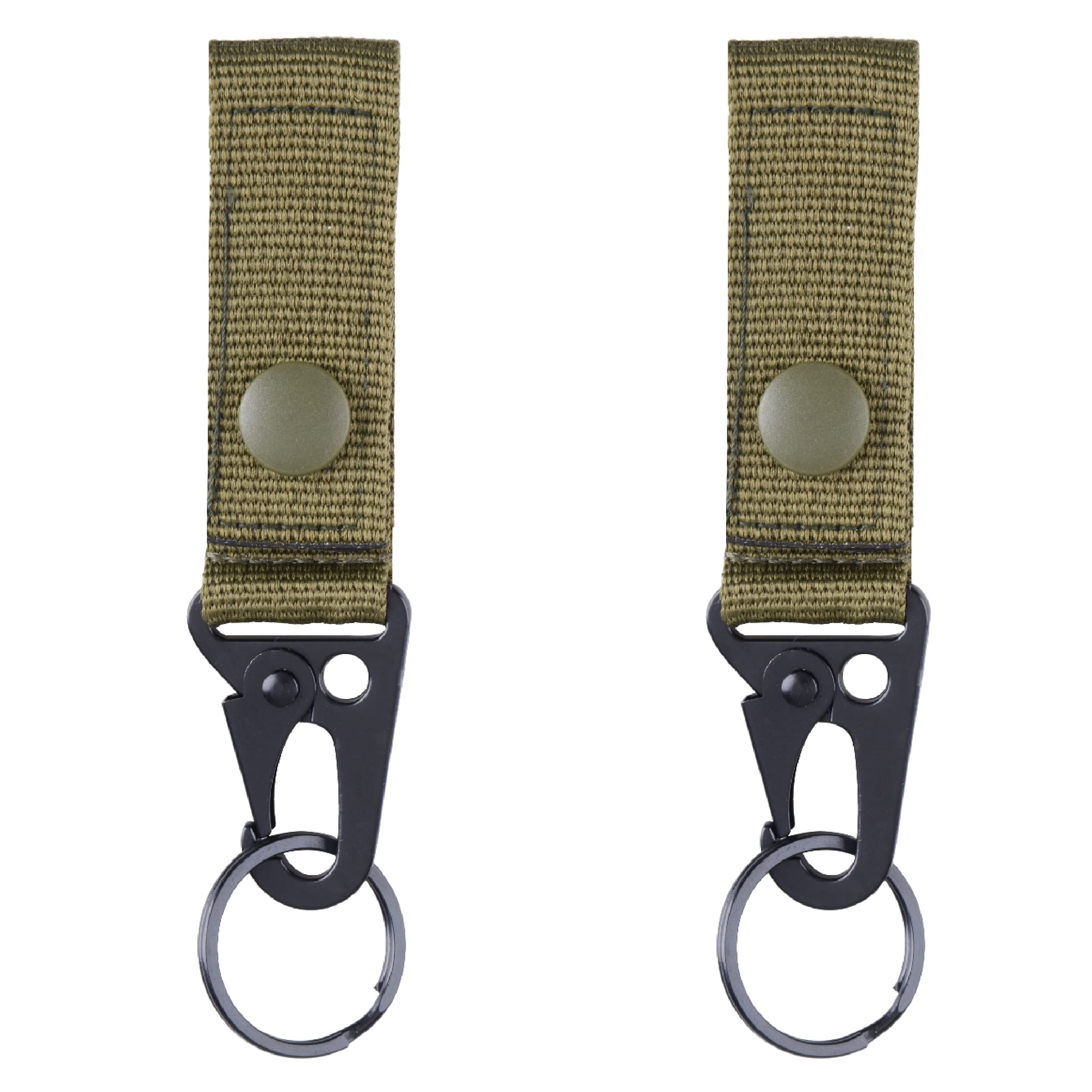 Azarxis Tactical Molle Key Ring Chain Gear Clip Keeper Keychain Nylon Belt Holder Carabiners Hanger Buckle Hook (Army Green)