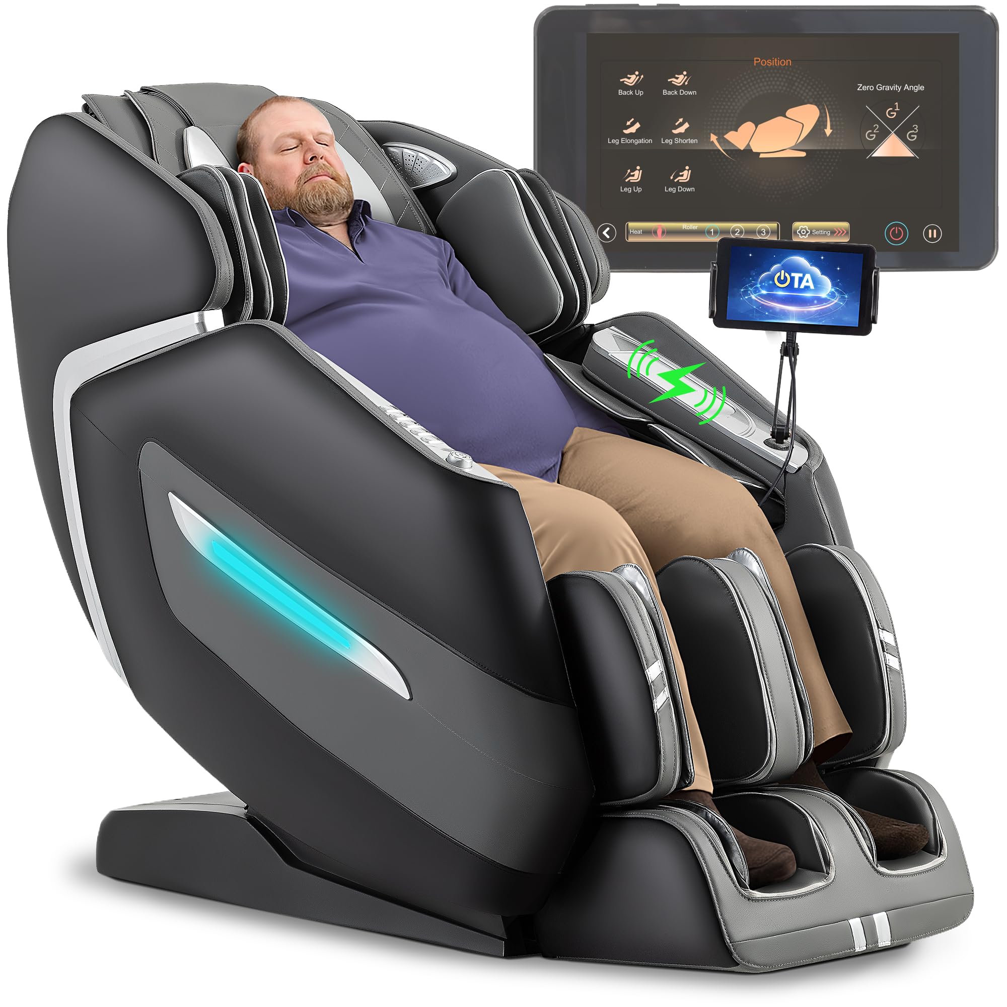 MassaMAX A580 4D Full Body Massage Chair for Big &amp; Tall, OTA Update, Black
