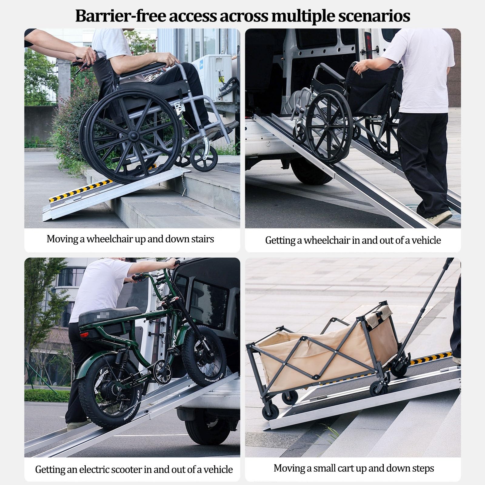Rampa para sillas de Ruedas, rampas para Personas con discapacidad | Rampa plegable de umbral para escalones y puertas del hogar, capacidad de 600 libras(A,91*73.5cm)
