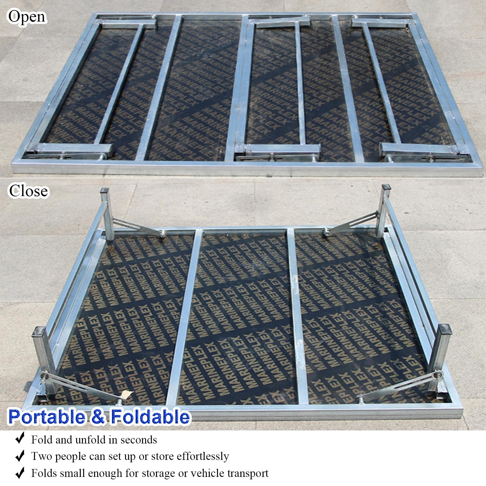 Estrade Plateforme de Scène Pliable et Portable avec Pieds Antidérapants, Scène Modulaire à Hauteur Réglable, Support en Fer Galvanisé + Panneau Composite(H30cm/11 3/4",100x128CM(39 3/8X50 3/8"))