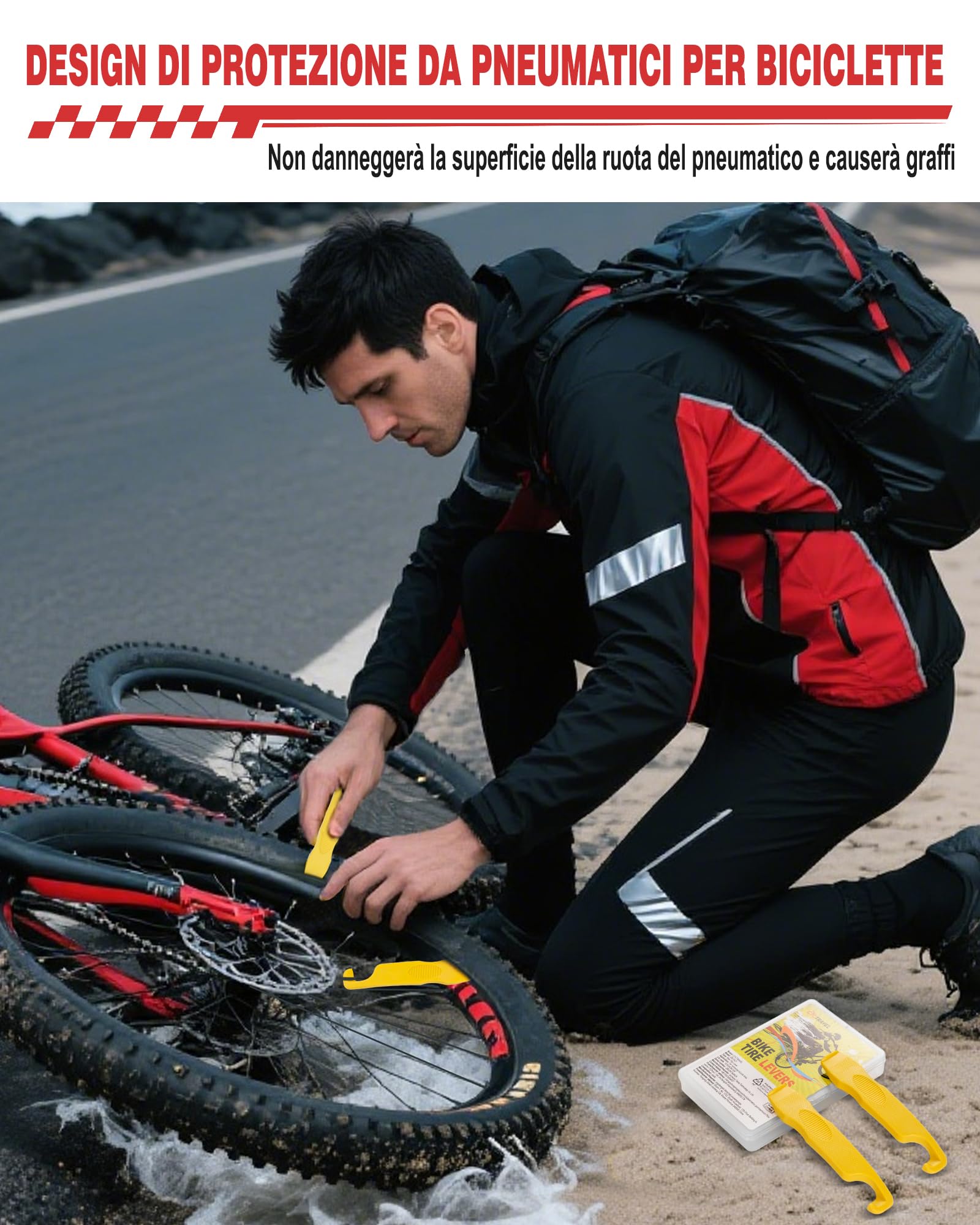 Leve Smontagomme Bici, Tyre Glider Super Resistente, Non Danneggia Il Mozzo della Ruota, Antiscivolo e Fa Risparmiare Manodopera, Adatta per Mountain Bike e Bici da Strada