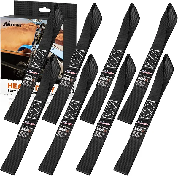 Nilight Soft Loop 1.7”×17" Motorcycle Tie Down Straps Heavy Duty 12000Lbs Max Break Strength for Securing ATV UTV Kayak Moving Cargo (8PK-Black)