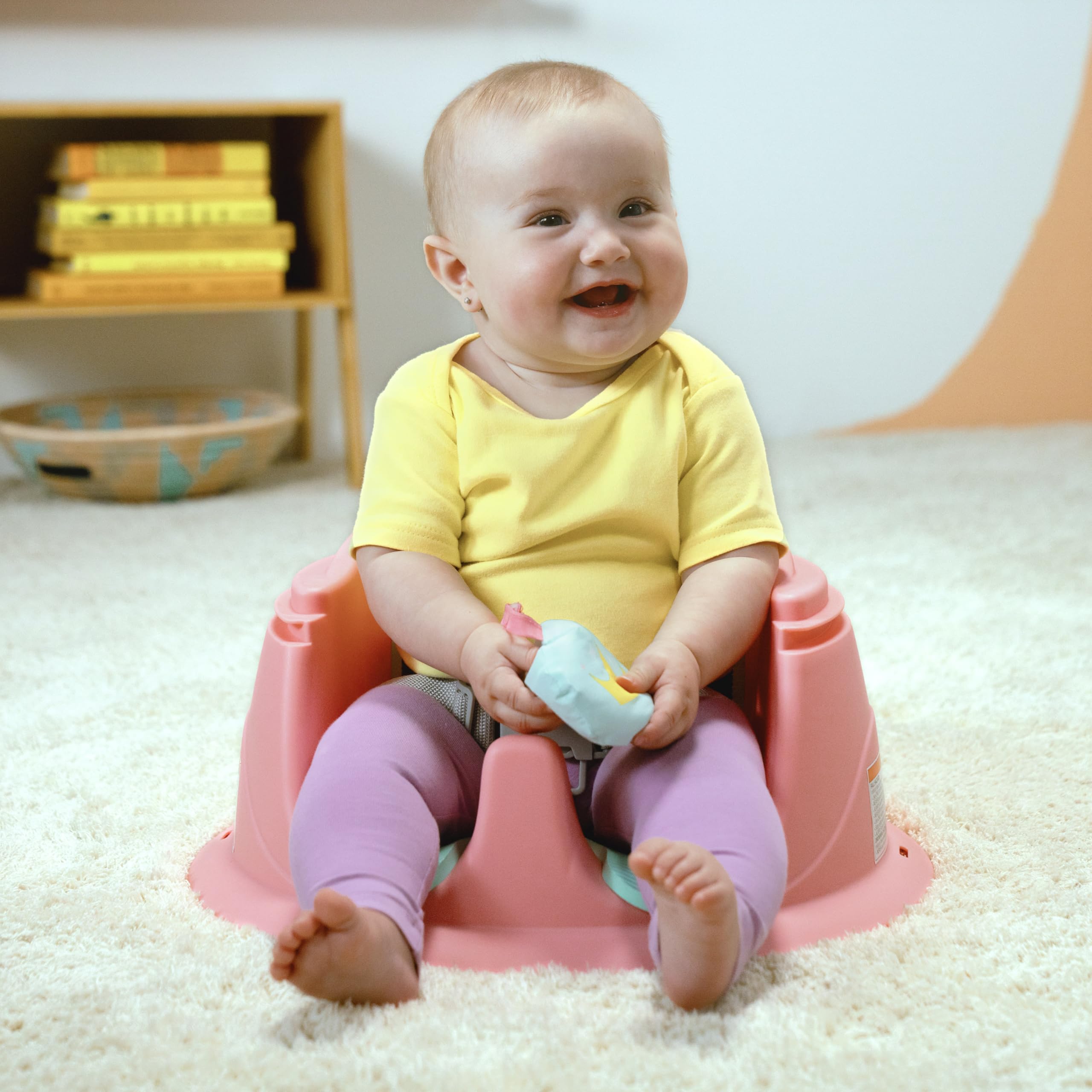 Bright Starts, SuperSeat Disney Princess, zabawne siedzenie dla dziewczynek, do nauki siedzenia, zabawy i jedzenia, 4 miesiące-4 lata, różowe