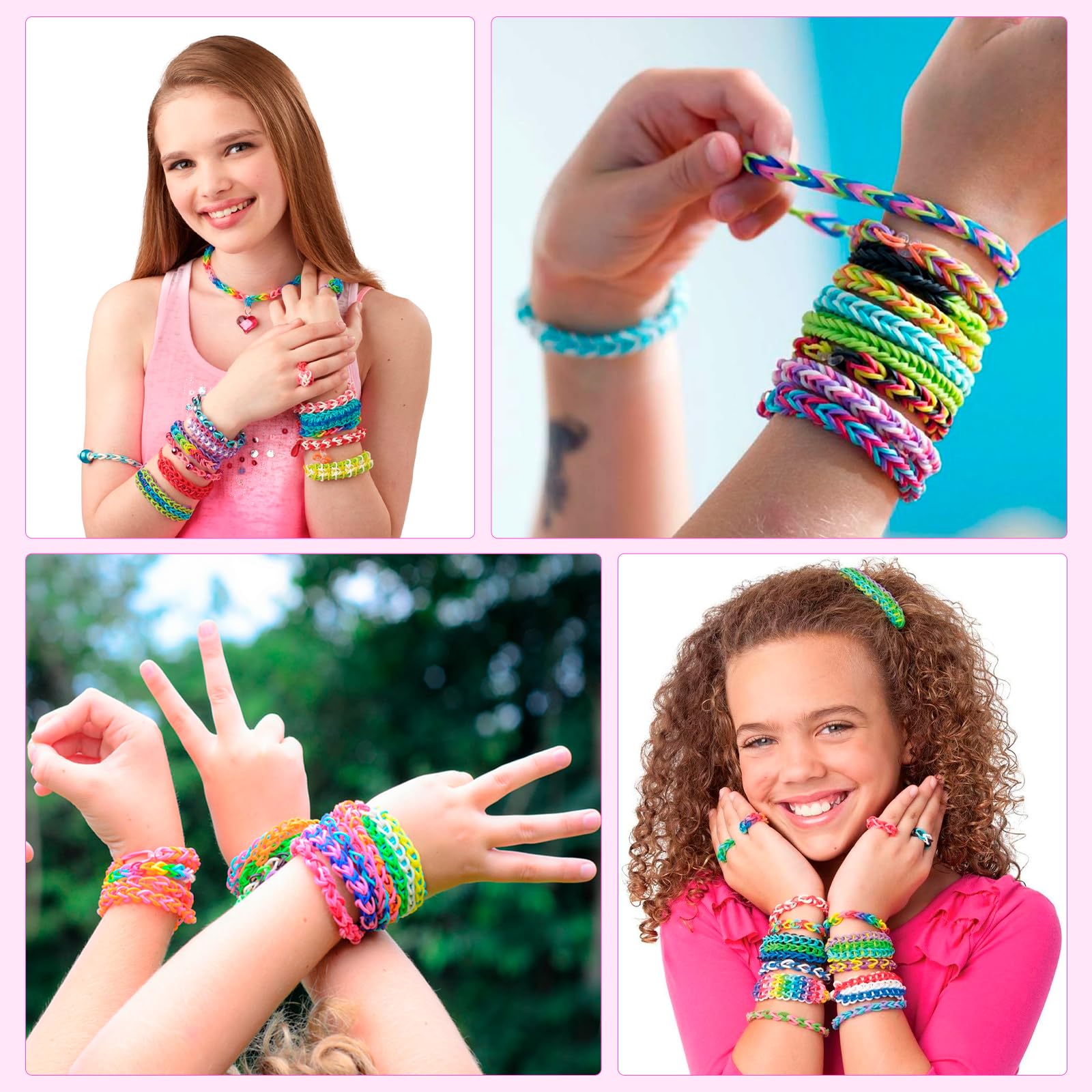 Noa Home Deco Loom Set di 15000 elastici per braccialetto fai da te, accessori, set di elastici colorati con ciondoli e accessori, fai da te, regalo per bambini, ragazzi e ragazze