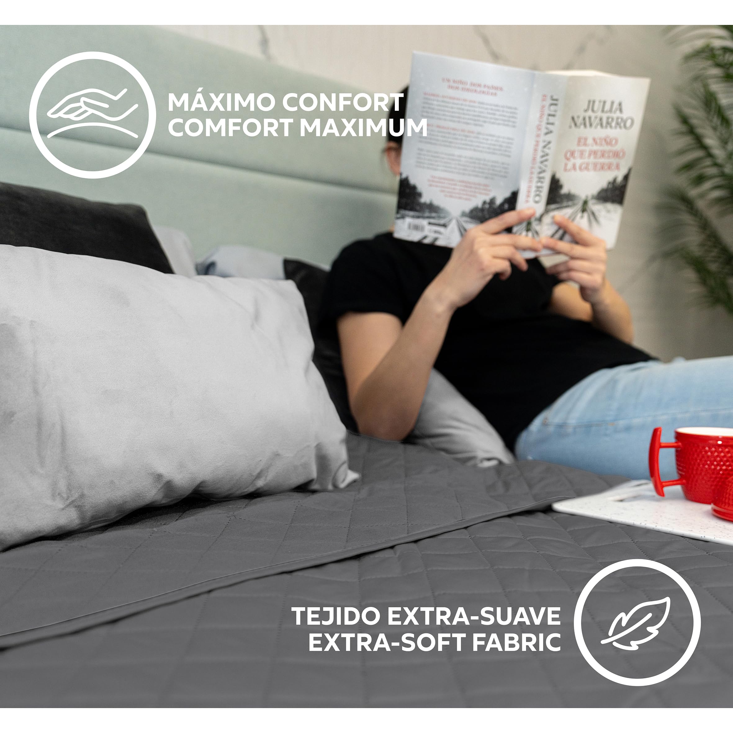 Easycosy Tagesdecke 250x260 cm Steppdecke Bettüberwurf Grau Oeko-TEX