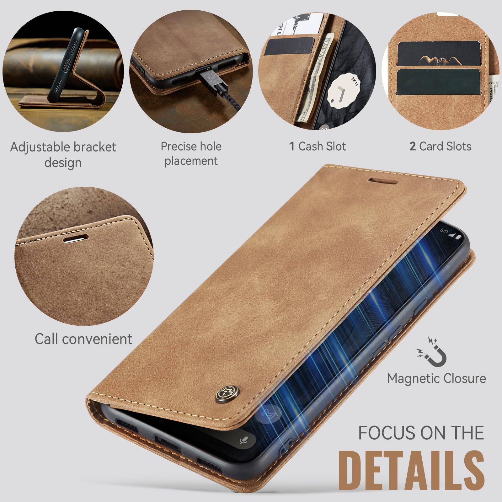 Azororo Cover per Samsung Galaxy S20 FE 5G, Premium PU Pelle Custodia, Magnetica Carta Fessura Portafoglio Case, Flip Cavalletto Custodia per Samsung Galaxy S20 FE - Marrone