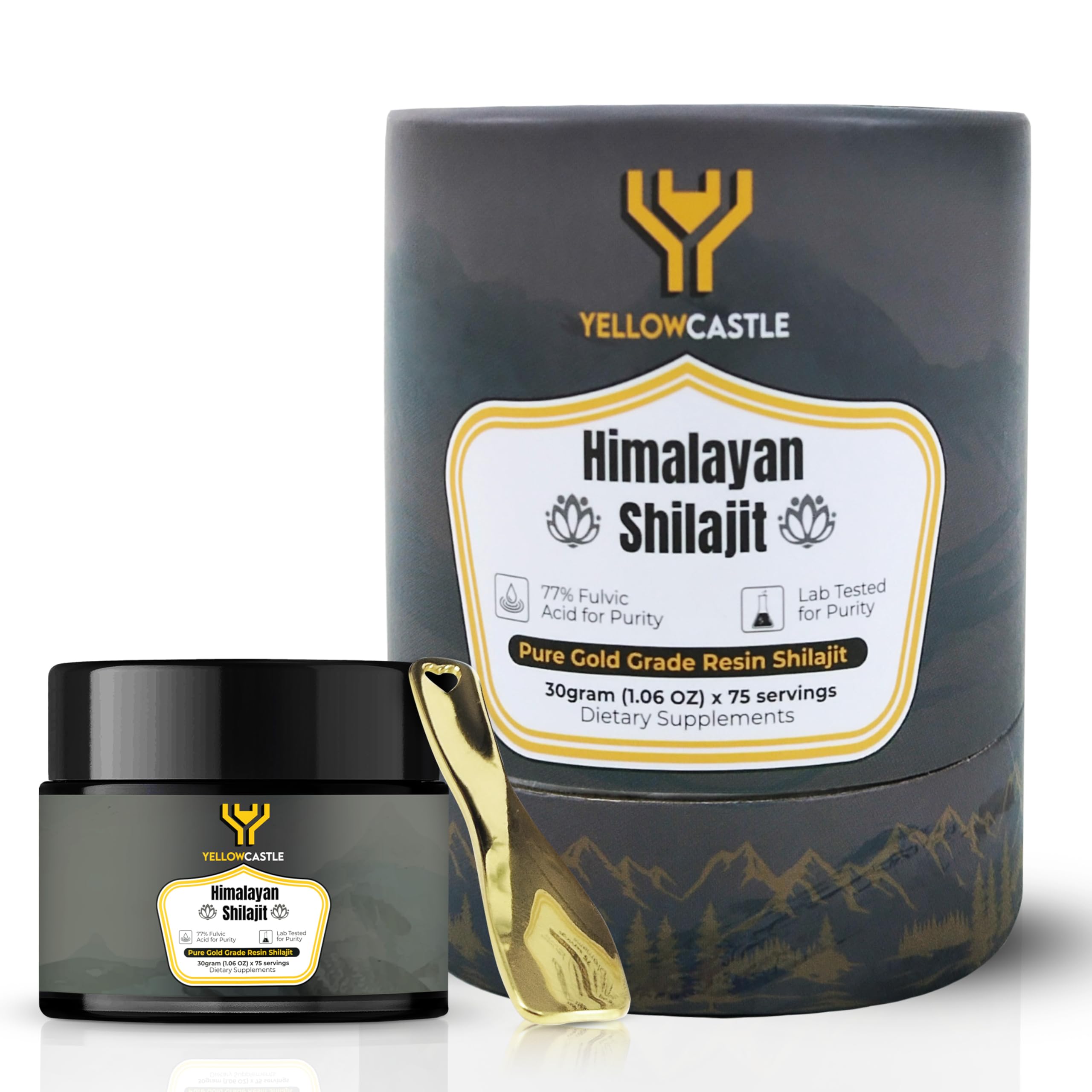 Himalayan Shilajit Resin | High Potency Pure Shilajit for Men & Women - 85+ Trace Minerals, 75%+ Fulvic Acid Energy Boost, Immune Support, 75 Serving Organic Resin with Lab Test Report, 400mg