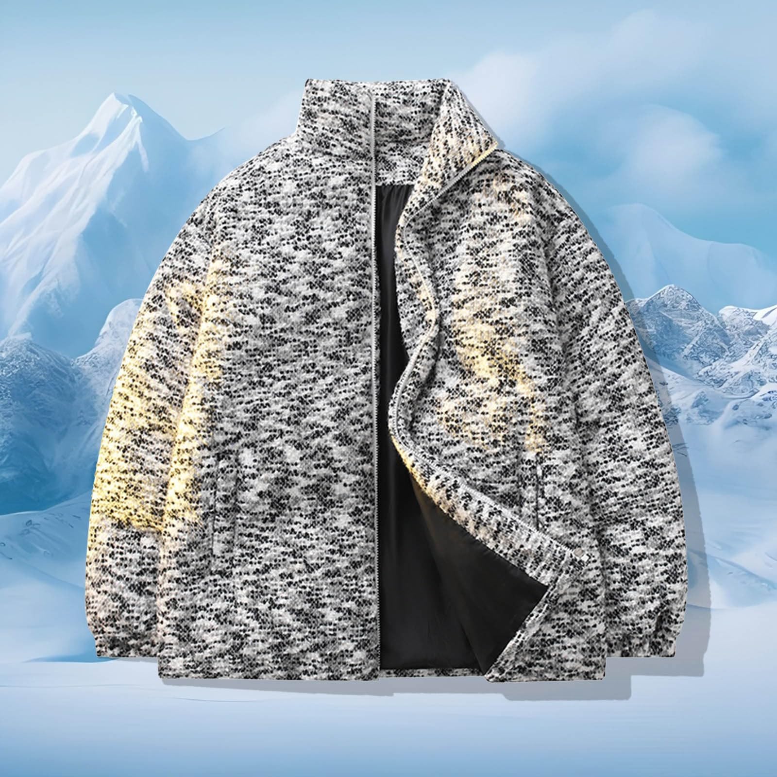 Generisch Piumino da uomo, unisex, vestibilità larga, colletto alto, colore ghiaccio, per inverno, caldo, per attività all'aperto, morbido, durevole, cappotto invernale