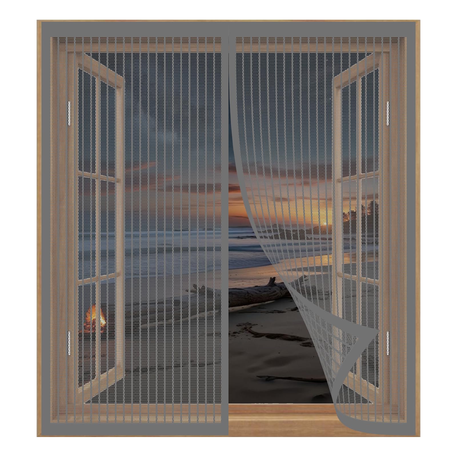 Mosquito Net for Window 53 x 130 cm Easy Installation No Drilling Or Screwing Magnetic Fly Screen for Windows Nets to Keep Bugs Out, Grey