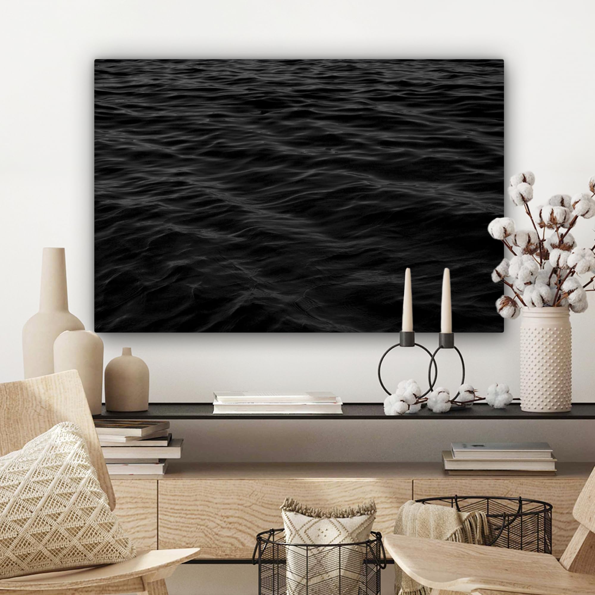 MuchoWow© Bilder Wohnzimmer Schwarze Deko Modern Wandbild Foto auf Leinwand | 90x60 cm