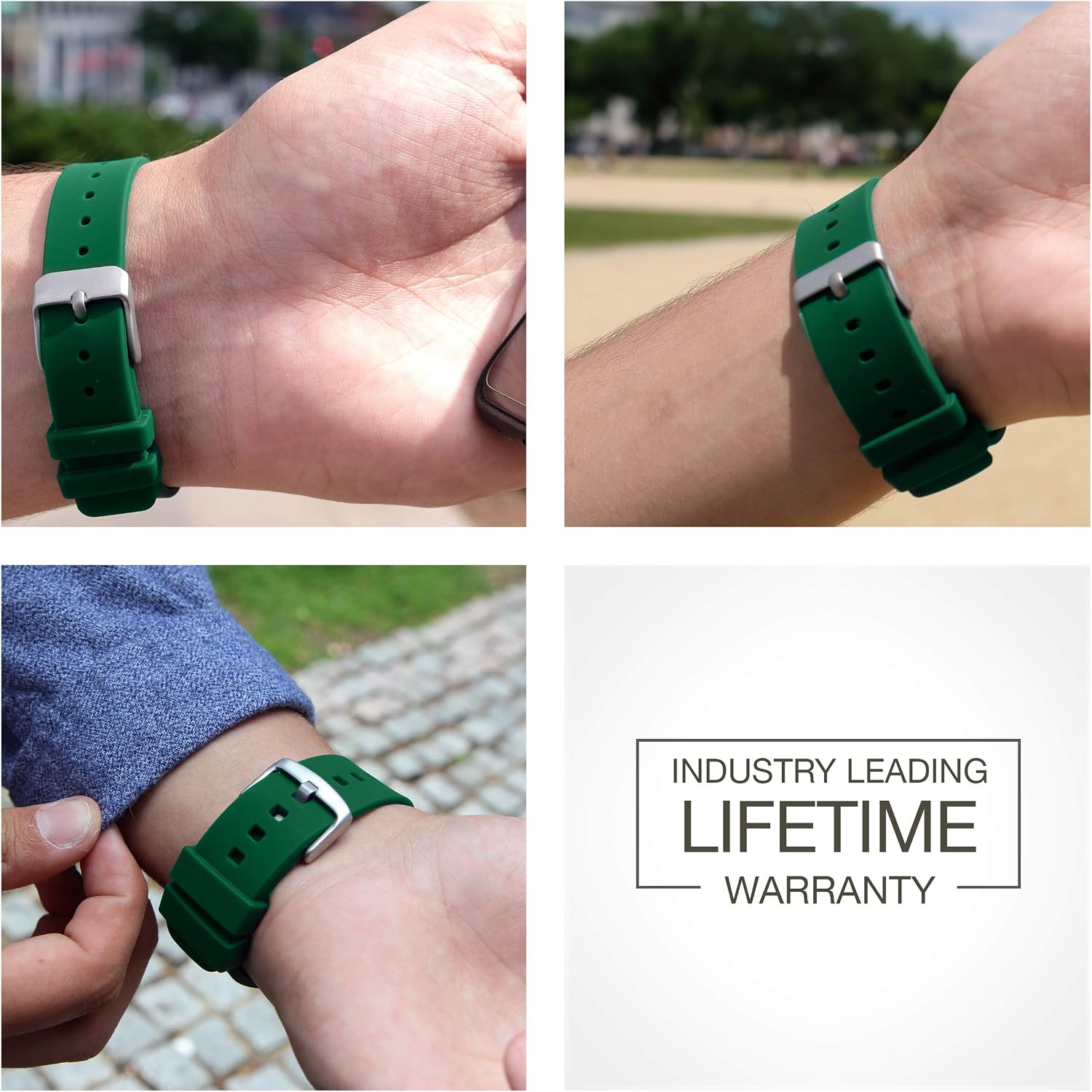 GadgetWraps 22mm Silicone Watch Band Strap with Quick Release Pins Compatible with Fossil, Pebble, Samsung Forest Green, 22mm