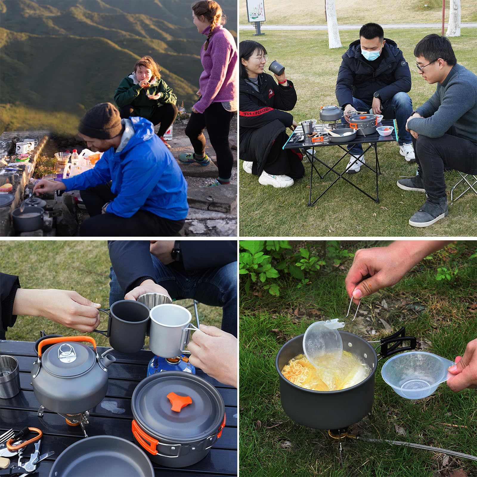 Camping Geschirr Set Aluminium Campingkocher Töpfe Becher Outdoor Kochgeschirr Mit Faltbare Besteck Picknick Topf Mini Camping Kochset Für Picknick Wandern