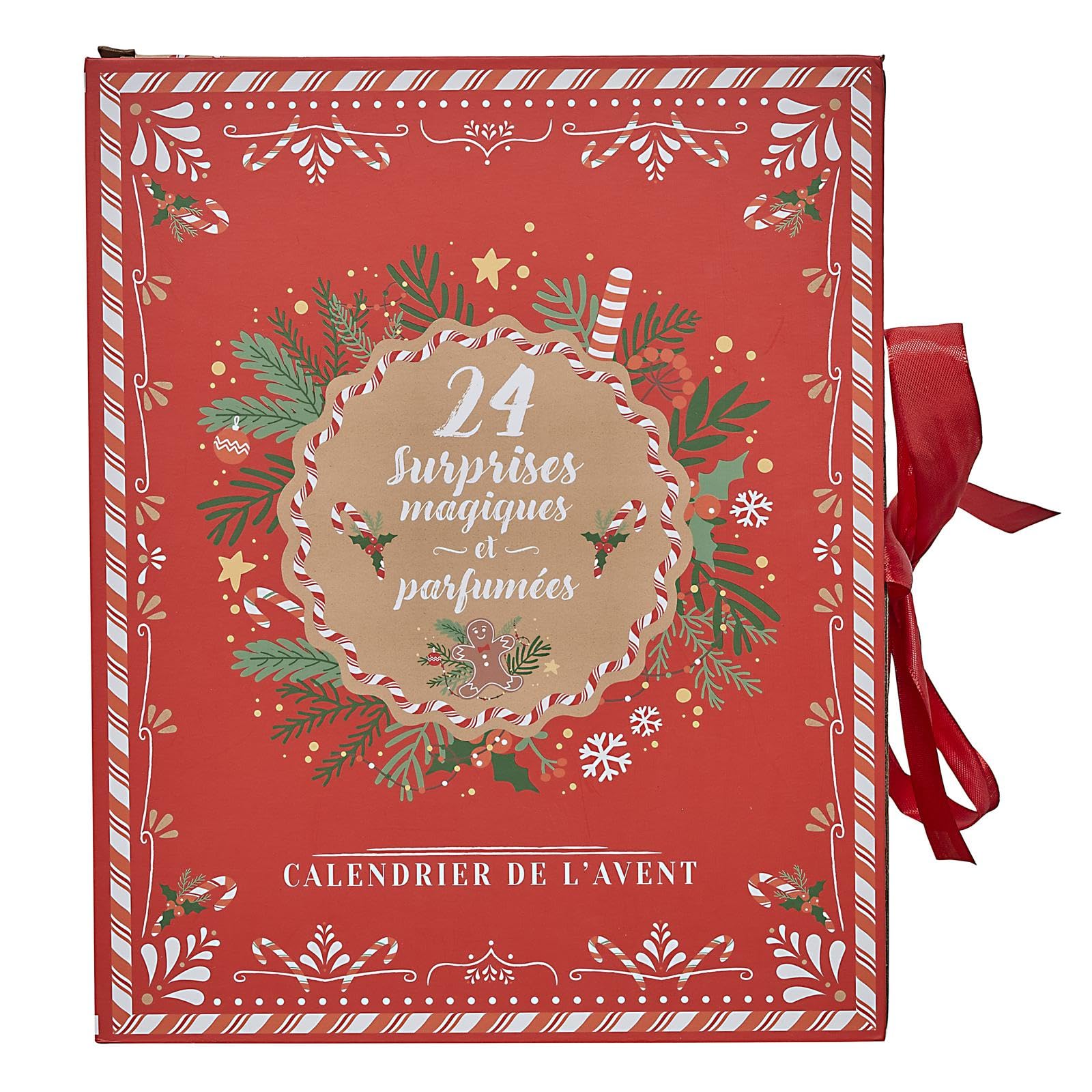HOME DECO FACTORY Calendrier de l'Avent Bougie et Surprises de Noël Marron