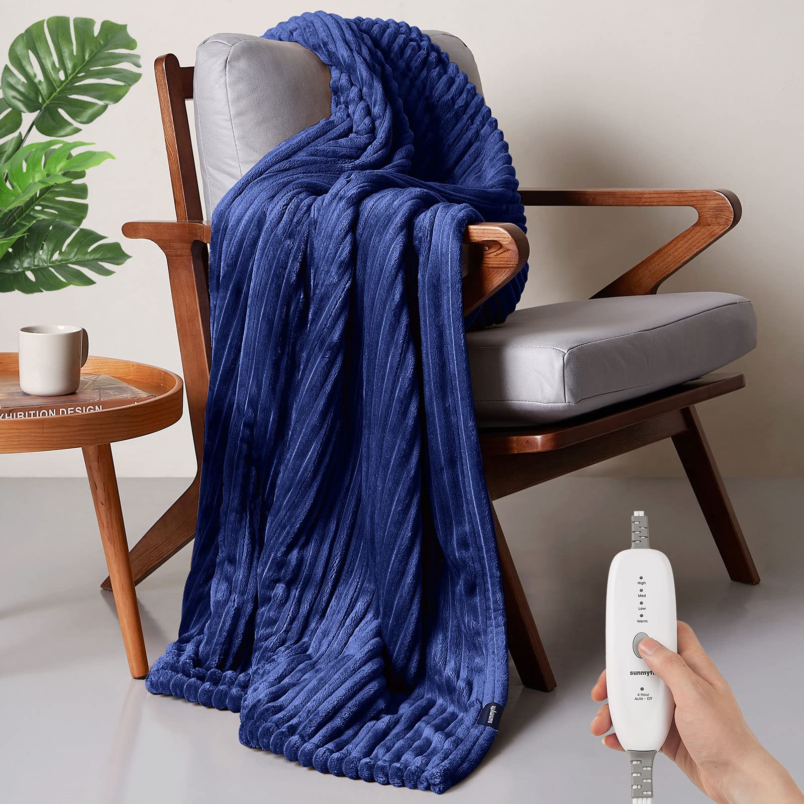 Amazon.com: SUNMYTH Heated Blanket Electric Throw, Flannel u0026 Sherpa Fast Heating  Blanket with 4 Heating Levels u0026 4H Auto Off, Over-Heat Protection, Machine  Washable, ETL/FCC, 50x60'', Blue : Home u0026 Kitchen