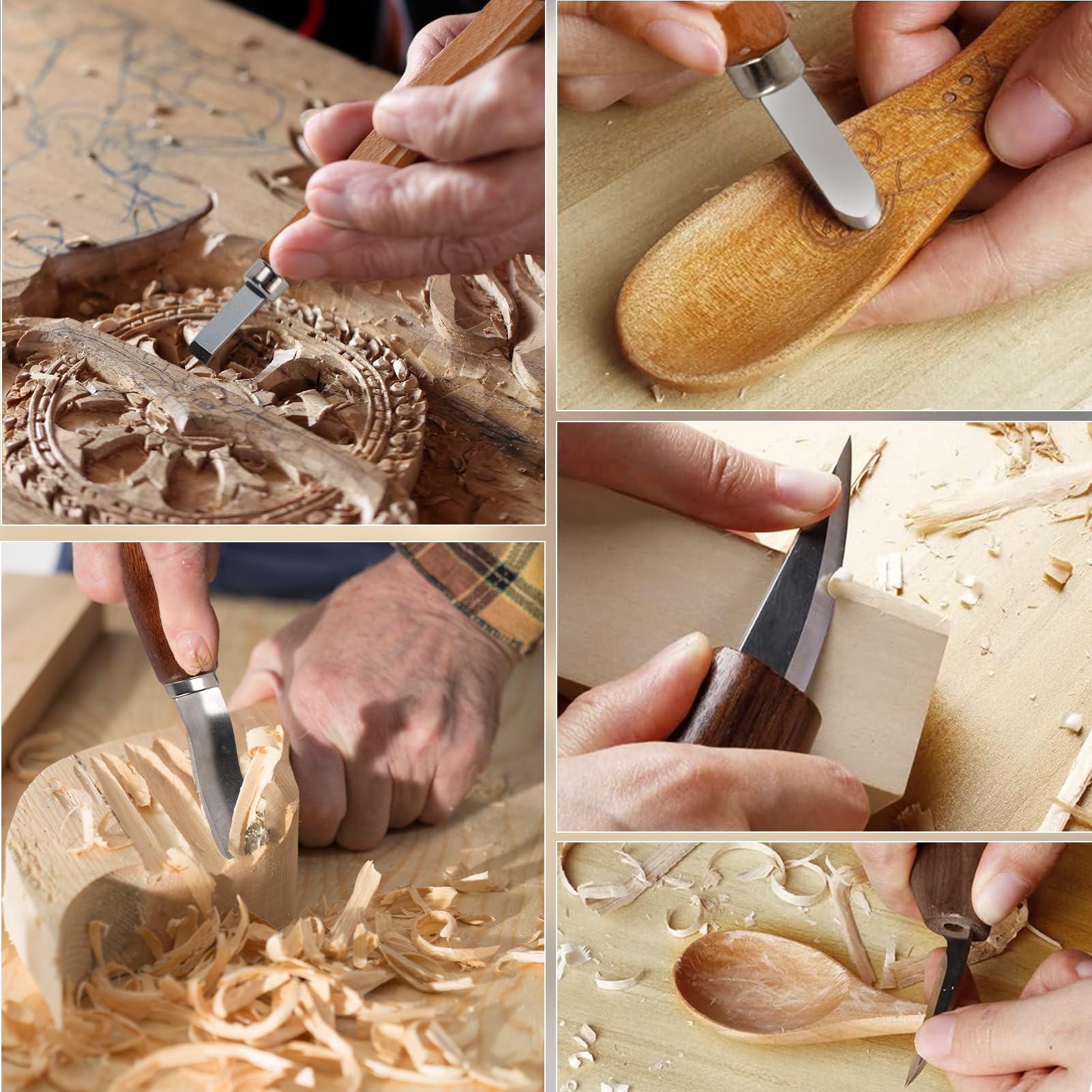 Gubias Para Tallar Madera Herramientas De Tallado De Detalles De 15 Piezas, Formones Para Madera Raspador De Madera Con De Nogal Y Kit De Tallado Con Piedra De Pulido Y Afilado