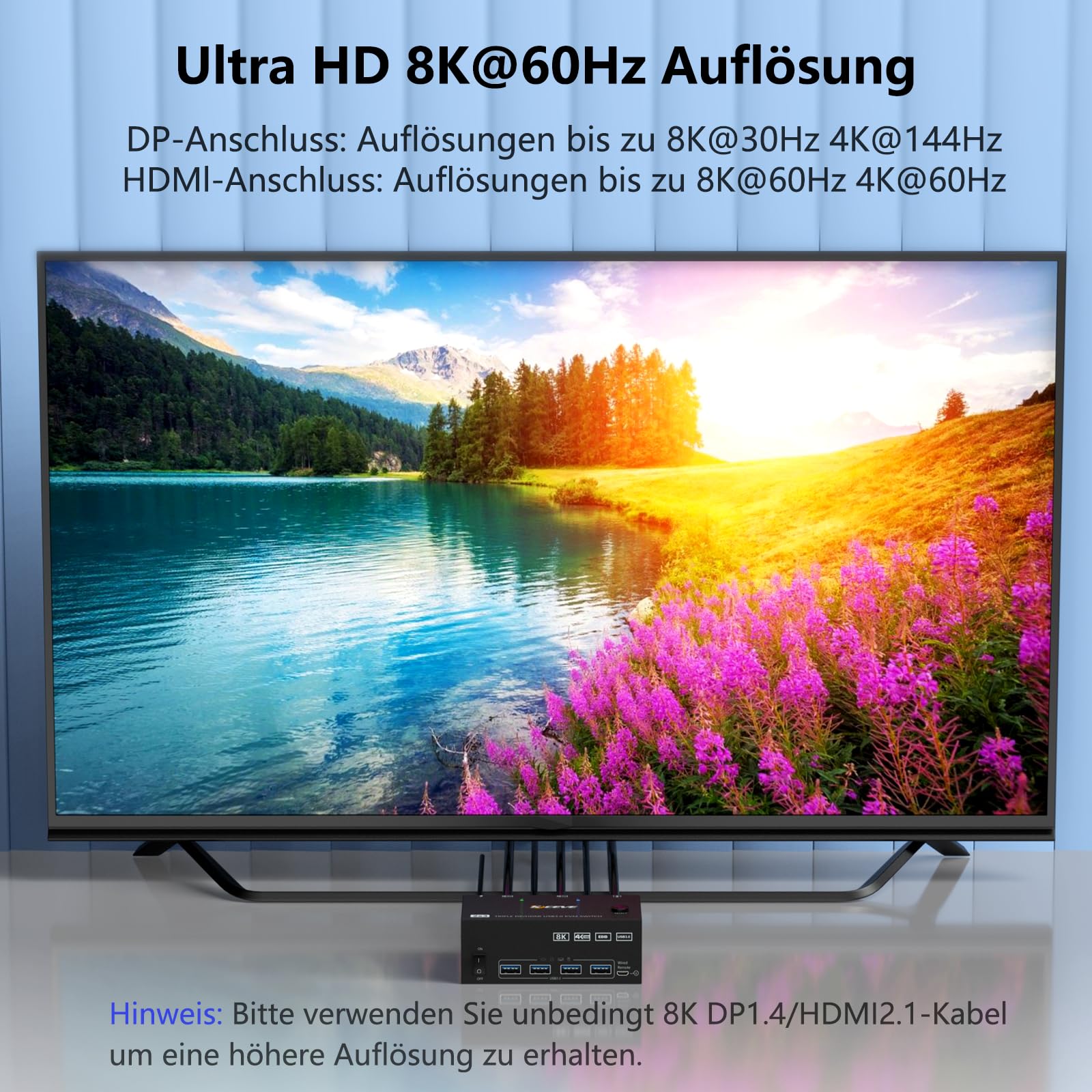 Przełącznik KVM, 2 szt., 3 monitory, 8K przy 60 Hz, 4K przy 144 Hz, ESKEVE HDMI+2 Displayport KVM Switch do 2 monitorów komputerowych, Share 3 i 4 urządzeń USB3.0, z zasilaczem DC 12 V + przewodowym