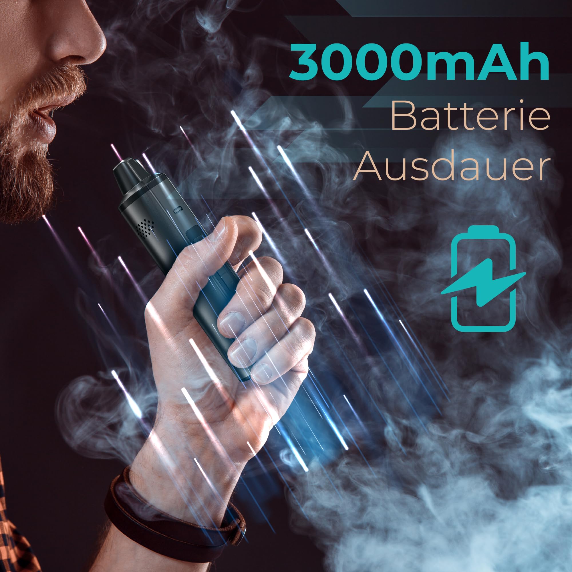 Vaporizer Cannabis verdampfer IOUQ KIT kräuter verdampfer Keramische Heizkammer LCD Display Bildschirm unterstützt weed e zigarette präzise Temperaturregelung (TiefSchwarz) | Dry Herb Vaporizer mit Temperaturregelung/Keramikkammer/LCD/Aluminiumkörper/niko