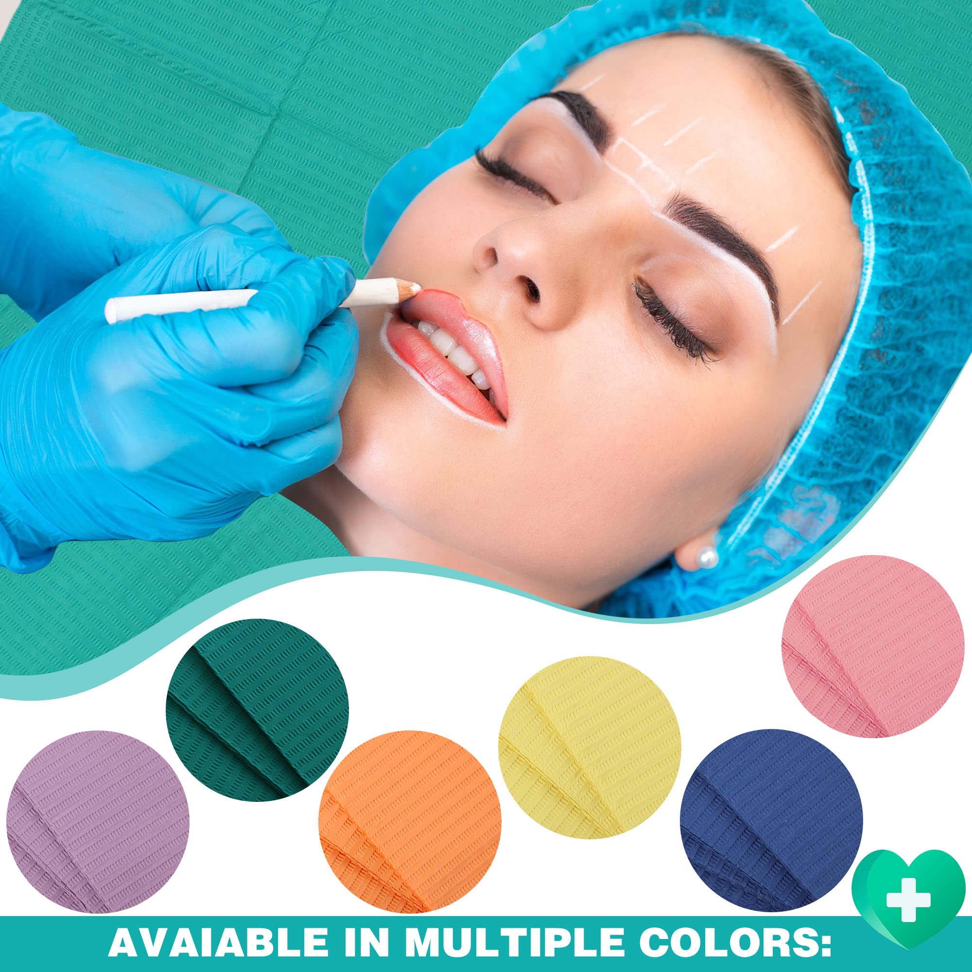 Newwiee - 750 Stück wasserdichte Einweg-Dental-Lätzchen, Tattoo-Klinge für Patienten für 13 x 18 Zoll Nägel Wimpern (Regenbogen)