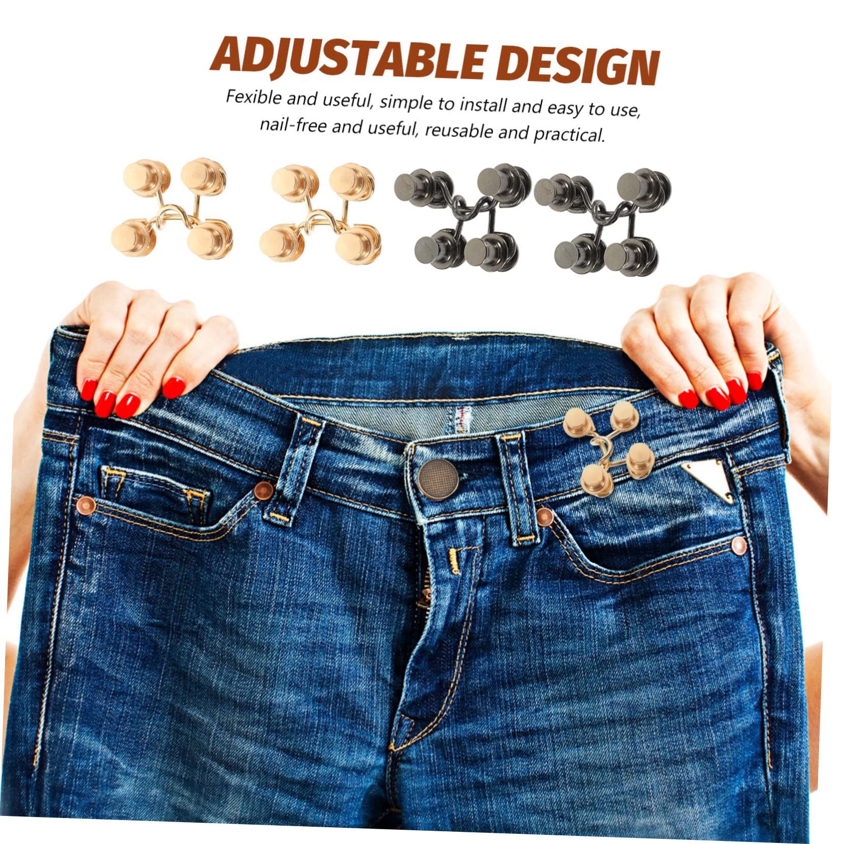 NUOBESTY 20sets Fibbia Regolabile Per Pantaloni Di Bottoni Per Vita Senza Chiodi Estensori Per Jeans Facili Da Usare Adatti Per Pantaloni e Gonne Colori Variabili