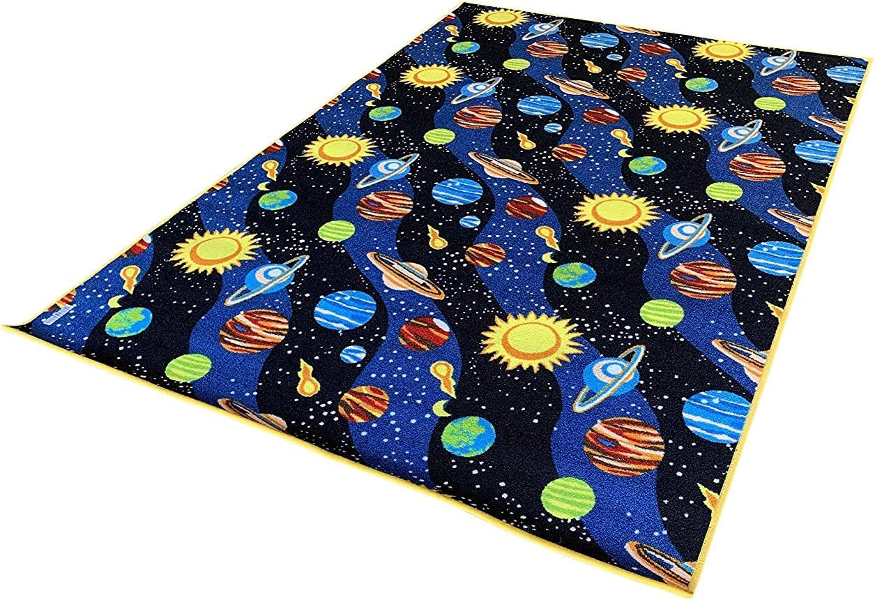 Kids Reversible Zoo Alphabet ABC Area Rug Double Sided Educational Durable Learning Classroom Nursery Animal Solar System Learning Carpet Design 62 (3 Feet 3 Inch X 4 Feet 8 Inch)