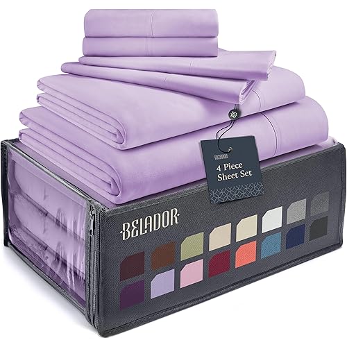 BELADOR Silky Soft King Sheet Set - Luxury 6 Piece Bed Sheets (Lavender, Twin)