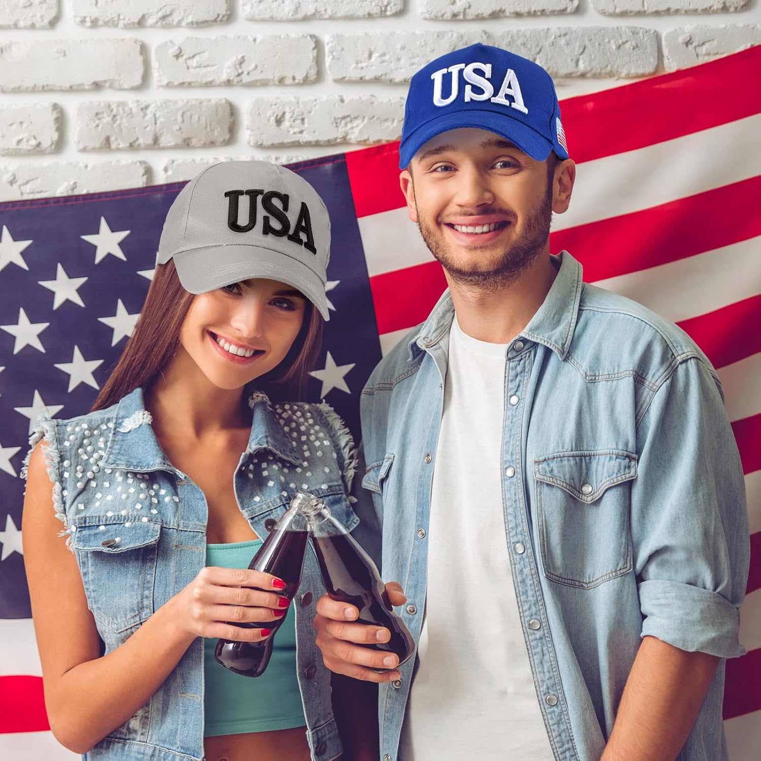 Lasnten 4 Pieces USA Hat 250 Anniversary Patriotic American Flag Baseball Hats for Men Cotton Adjustable Embroidered Dad Hat for Men Women Teens(4 Colors) - Image 5