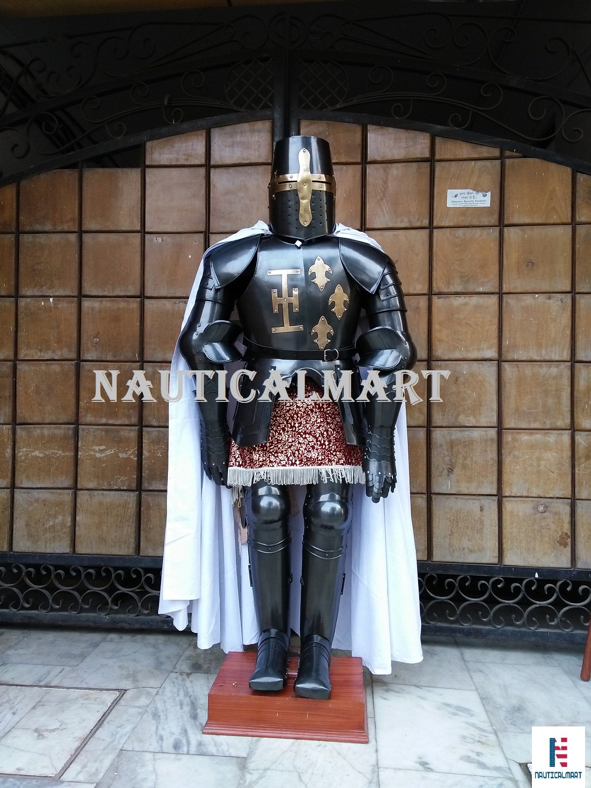 NauticalMart Dark Black Medieval Full Suit of Crusader Armor Reenactment Costume