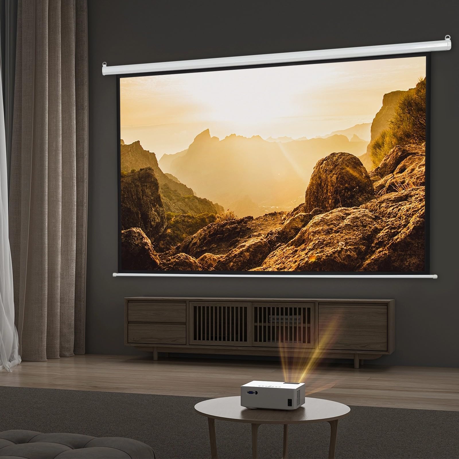 Fabulcozy Écran de Projection Motorisé Électrique 4:3 84 Pouces 171x130 cm Fixation Mur Plafond Home Cinéma