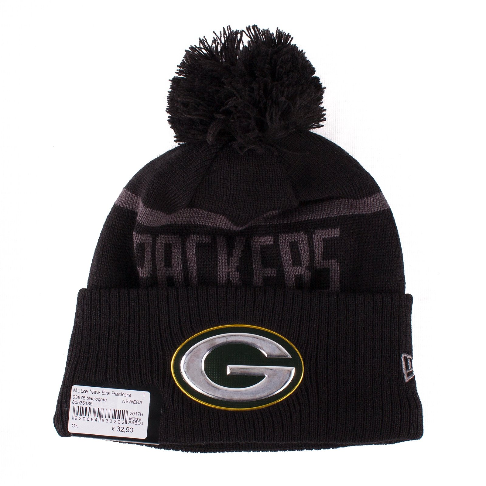 NEW ERA - Green Bay Packers - Beanie - NFL 2017 Black Collection - Black