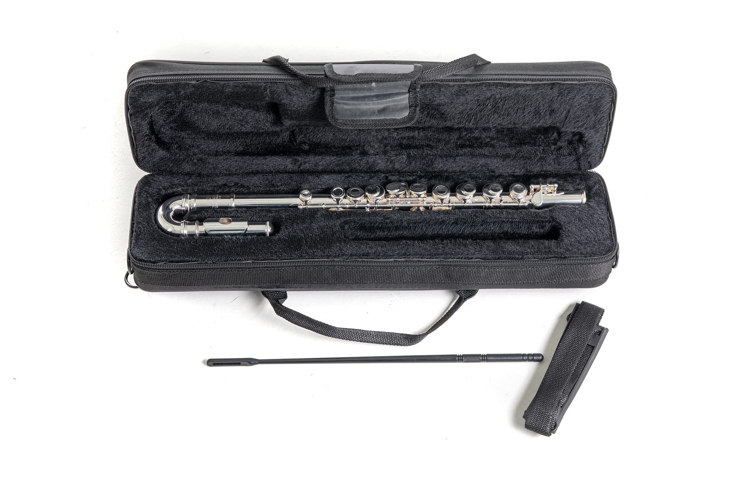 Roy Benson Kinder Querflöte FL-102, Flöte (Neusilber-Mechanik, mit Finger-Buttons, erstklassige PISONI Polster, inkl. Wischerstab und Putztuch, leichtes Rechtecketui mit Rucksackgarnitur), Silber