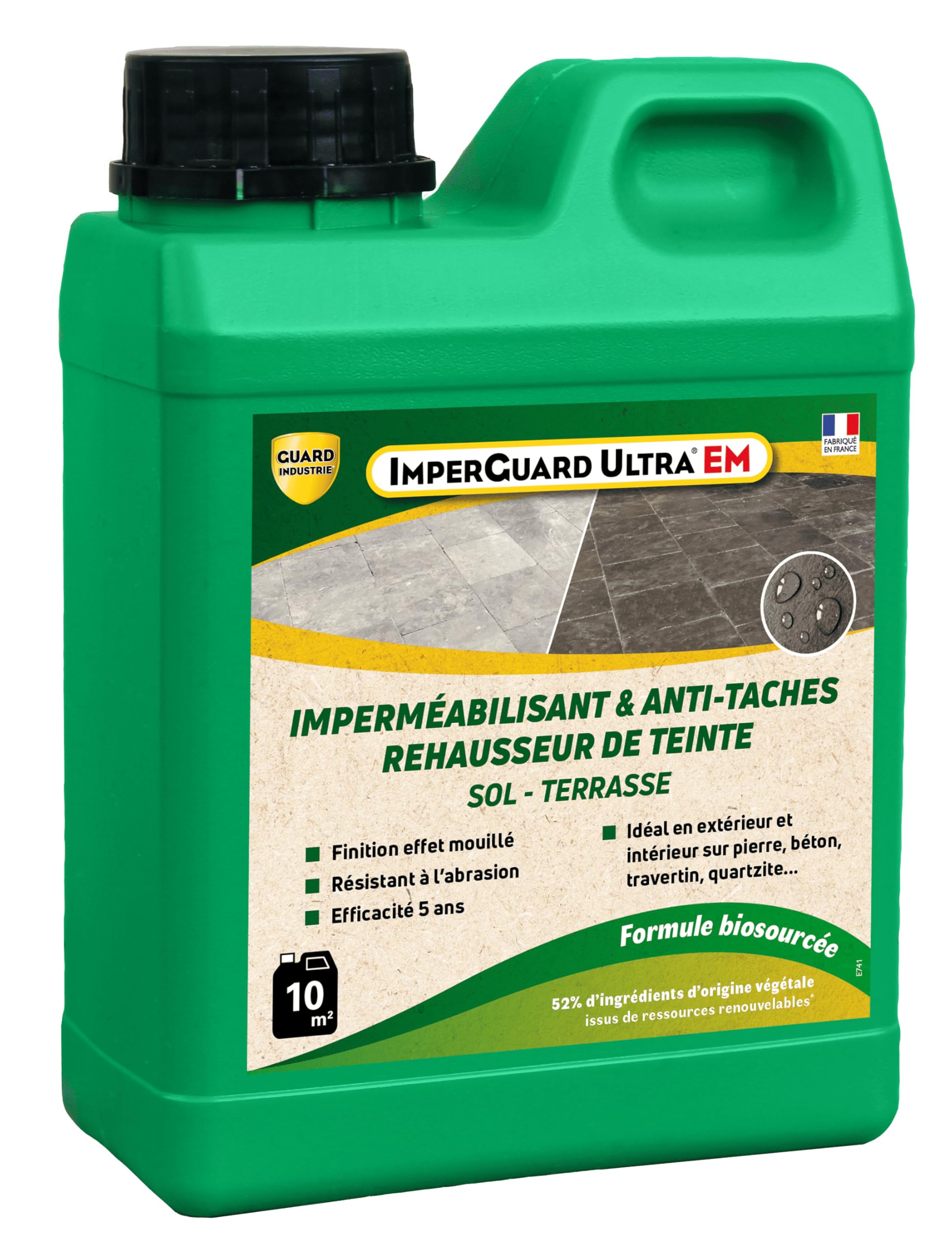 ImperGuard Ultra EM efecto húmedo – Impermeabilizante antimanchas sin disolvente, color piedra, hormigón, 15 m2 – Eficaz 5 años