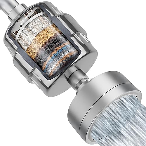 Solutions Turbo - Filtro de ducha con impulsor giratorio y KDF, alta presión, eliminación de cloro, ajuste universal, fácil de instalar, suavizante