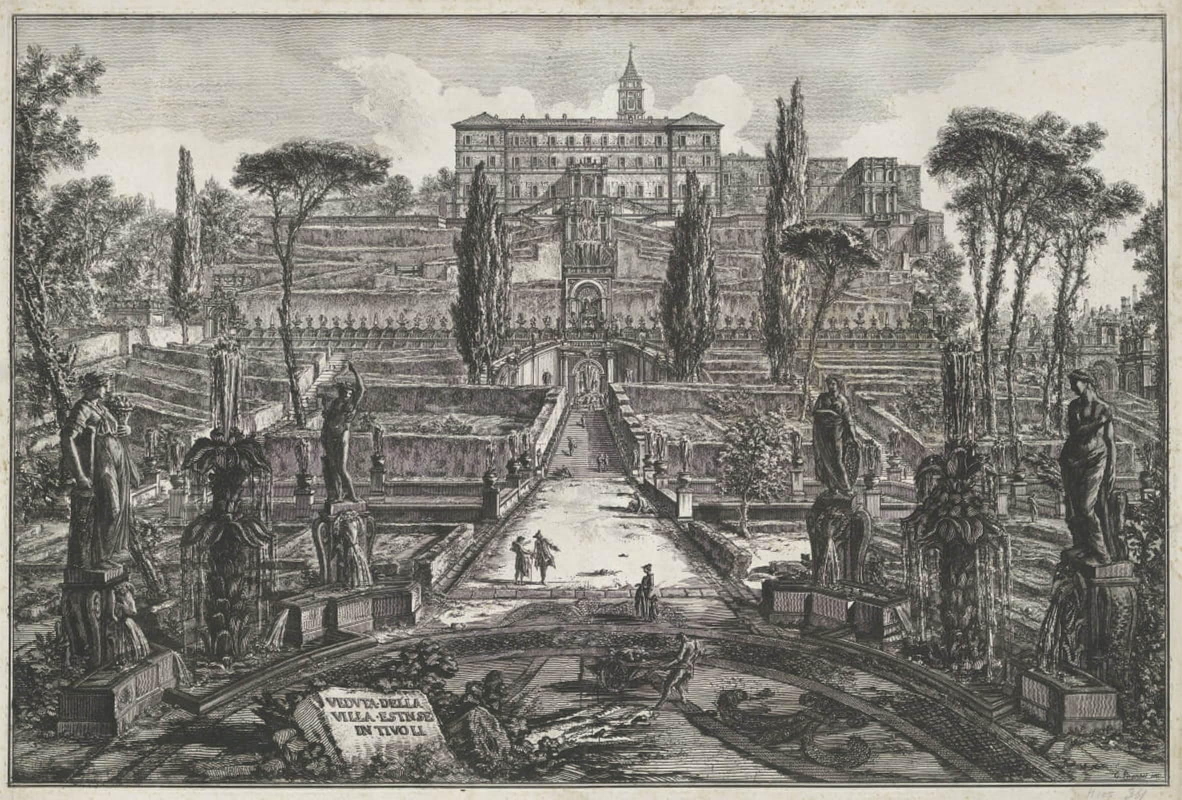 POSTERIIk Famous Animal Posters Vintage Picture Villa D'este in Tivoli by Battista Piranesi Modern Wall Decor for Home Decor 60x90cm