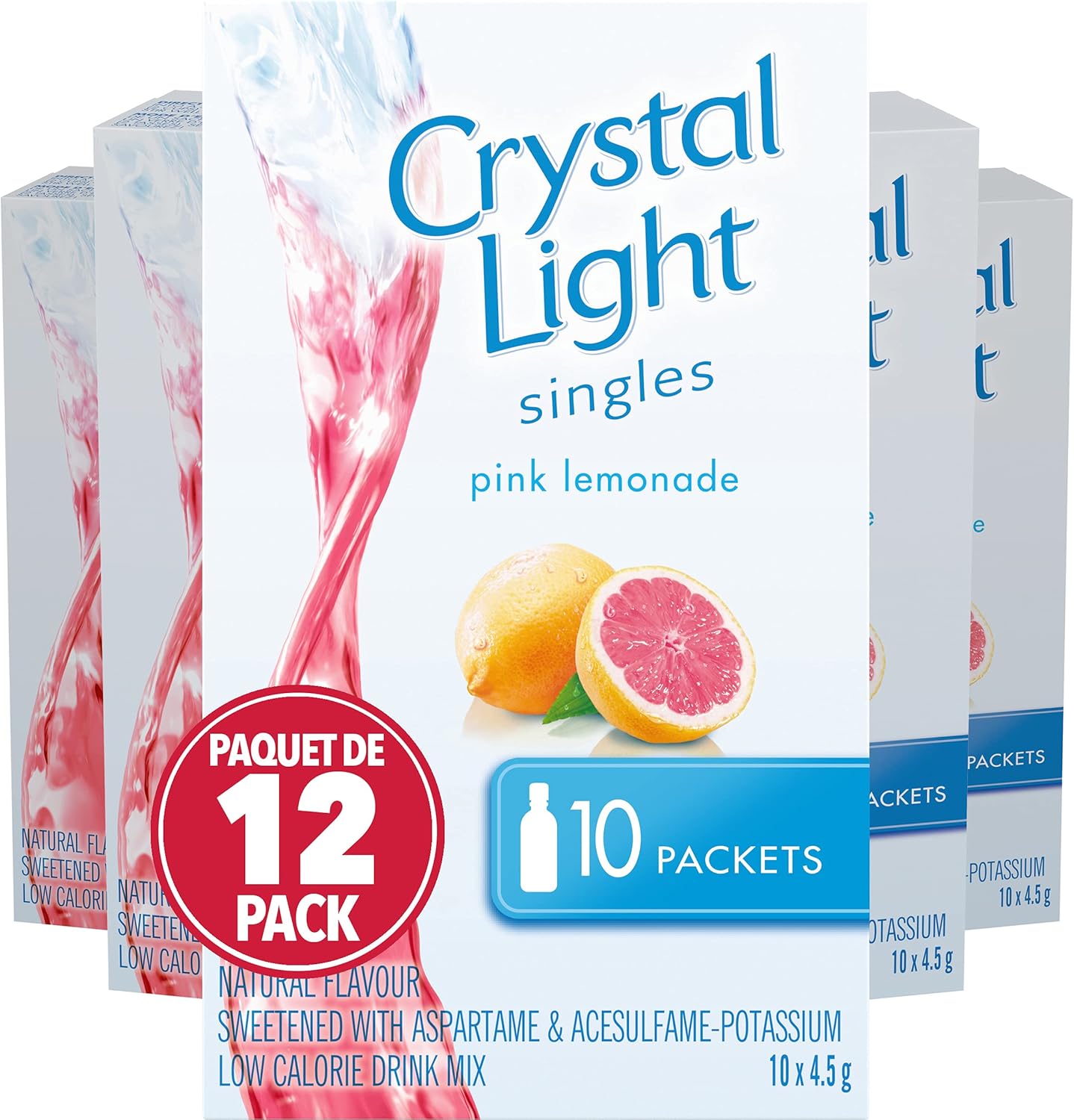 Crystal Light Pink Lemonade Singles, 45g (12 Boxes of 10 Packets