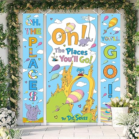 Oh the Places You'll Go Graduation Banner Porch Sign Decorations