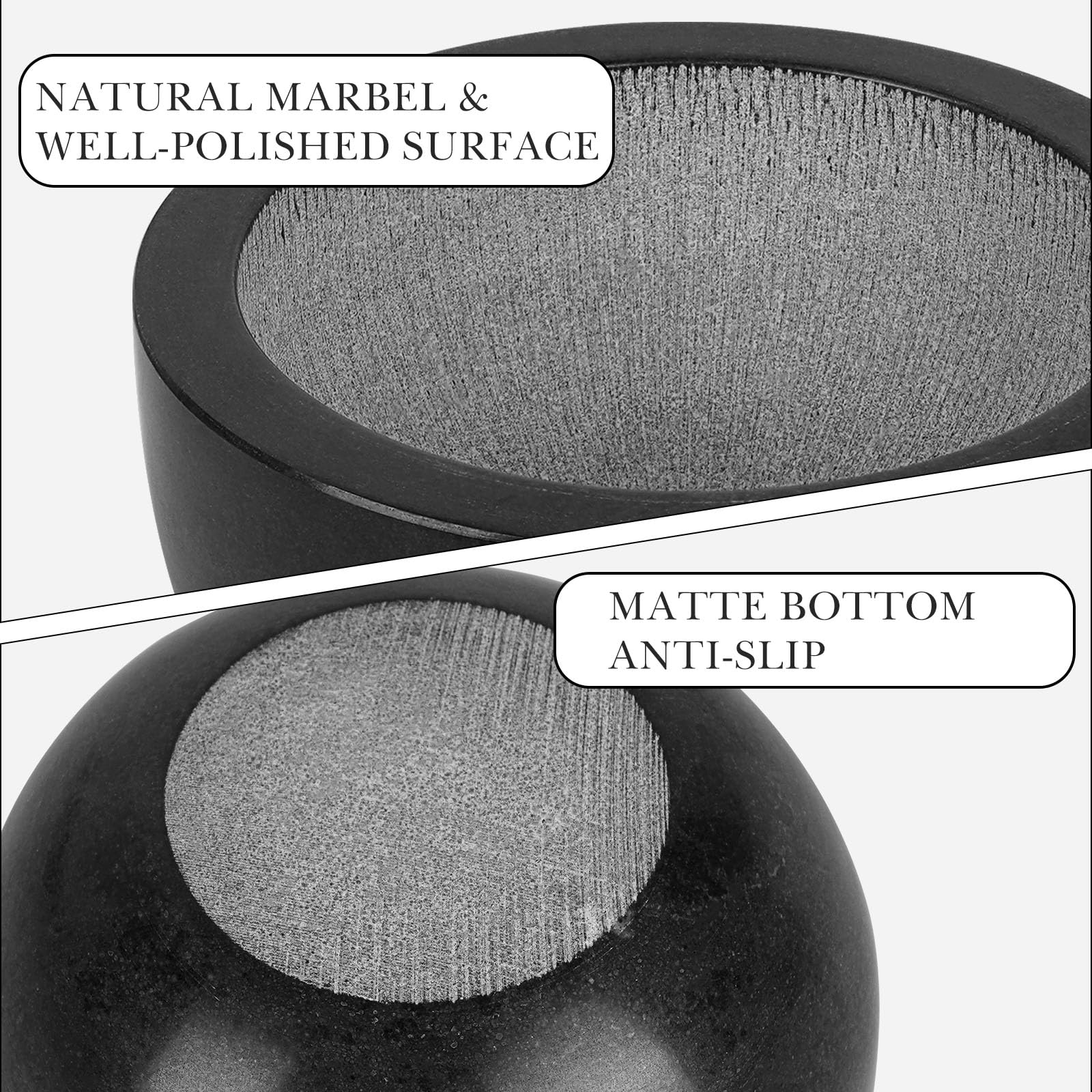 Linkidea Bol à savon de rasage en marbre 100% naturel, rainures internes pour une mousse maximale, pierre isolée pour une expérience de rasage luxueuse à chaud, cadeau pour mari, papa (Noir)