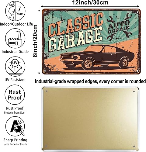 Miniatura 5 de Letreros de metal vintage para garaje, accesorios de cueva de hombre, carteles de automóvil viejo, aceite de motor, letrero de aceite de gas