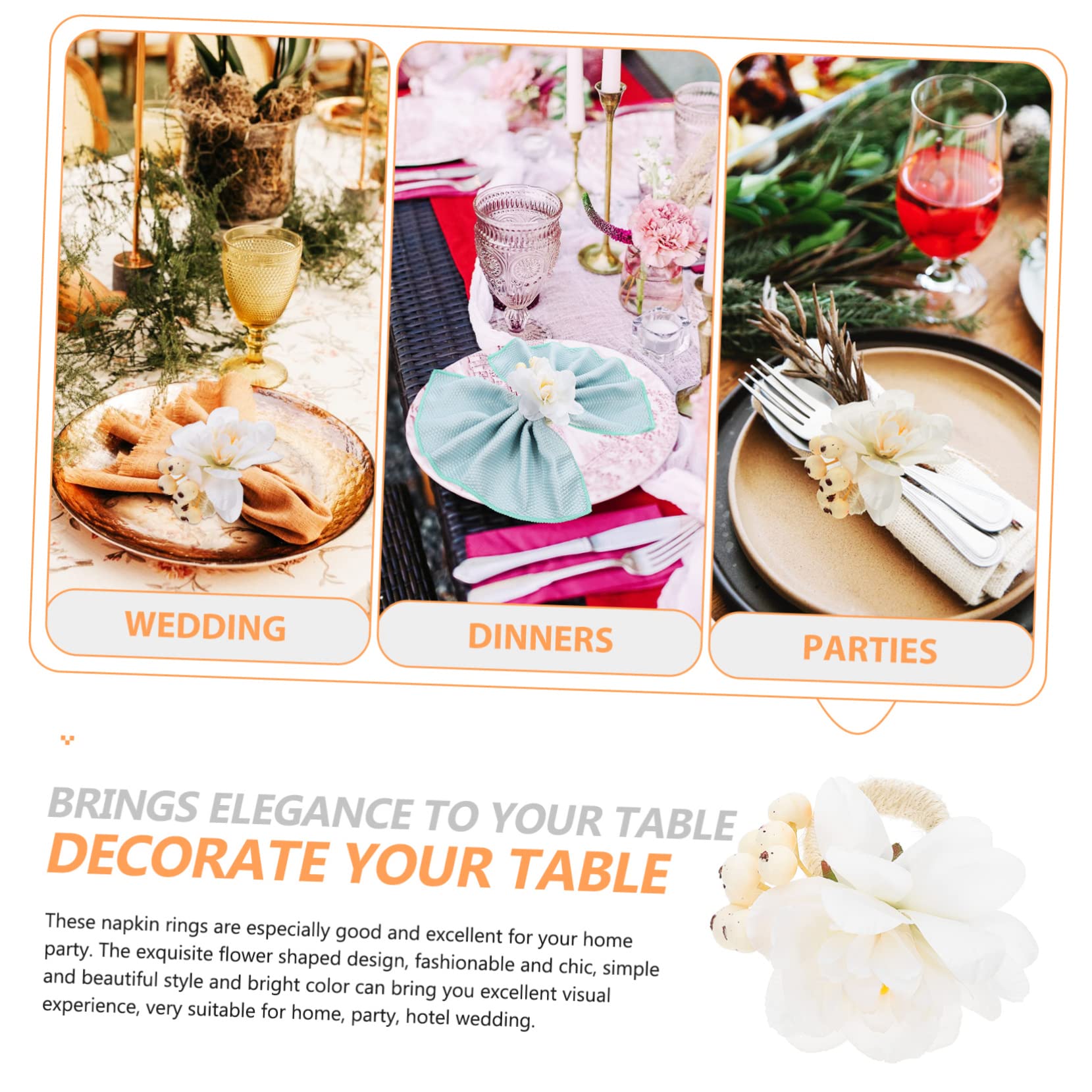 IMIKEYA 18stücke Teiliges Künstliche Blüten Serviettenringe Aus Blossom Elegante Tischdekoration Für Hochzeiten Und Partys Leicht Und Pflegeleicht Für Festlichkeiten